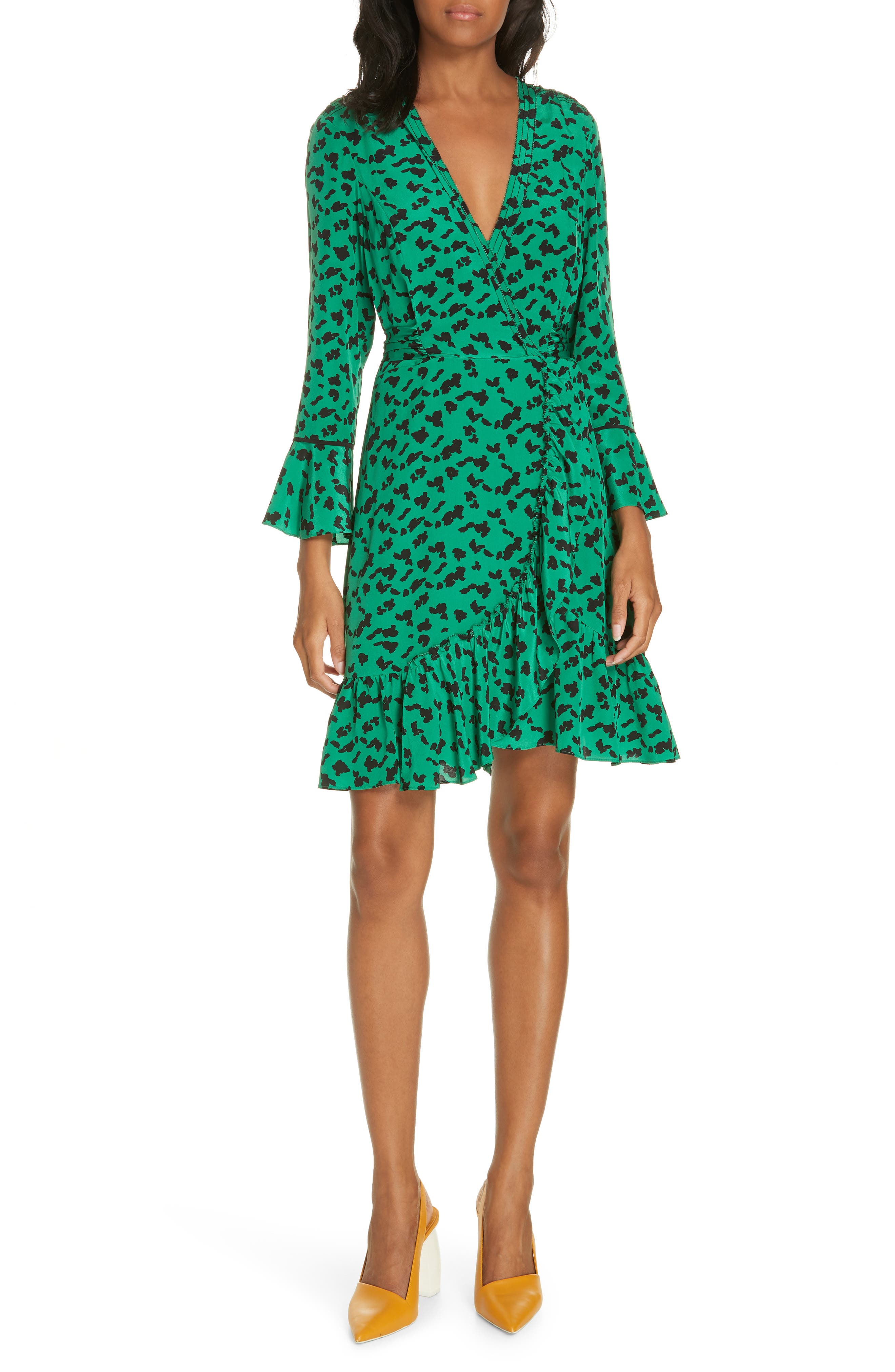 Tanya Taylor Nomi Vines Silk Wrap Dress