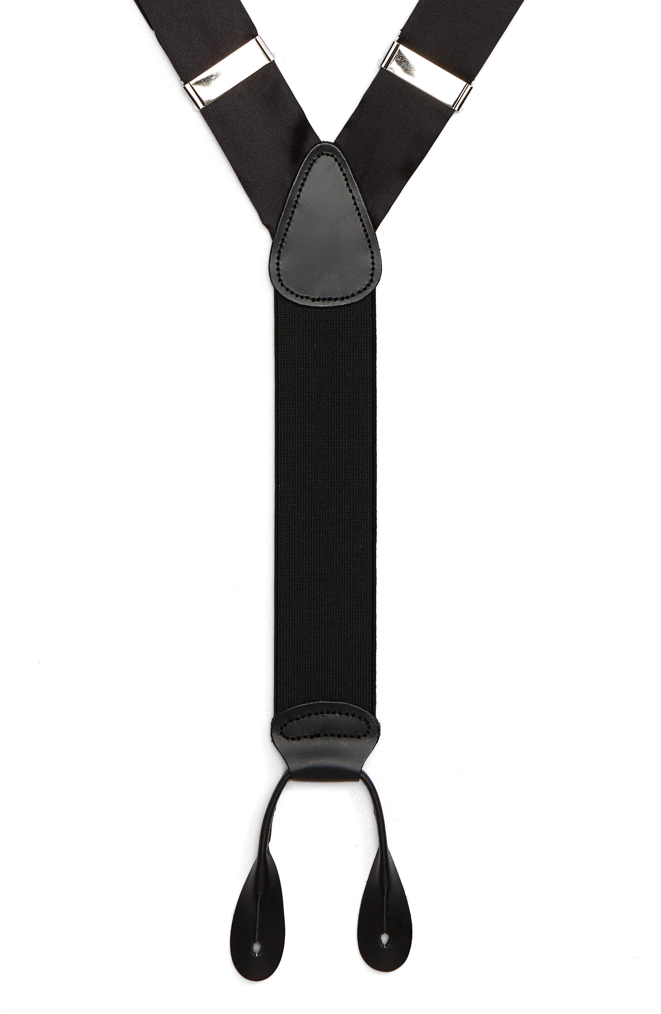 Nordstrom Shop Formal Satin Suspenders, Size One Size - Black