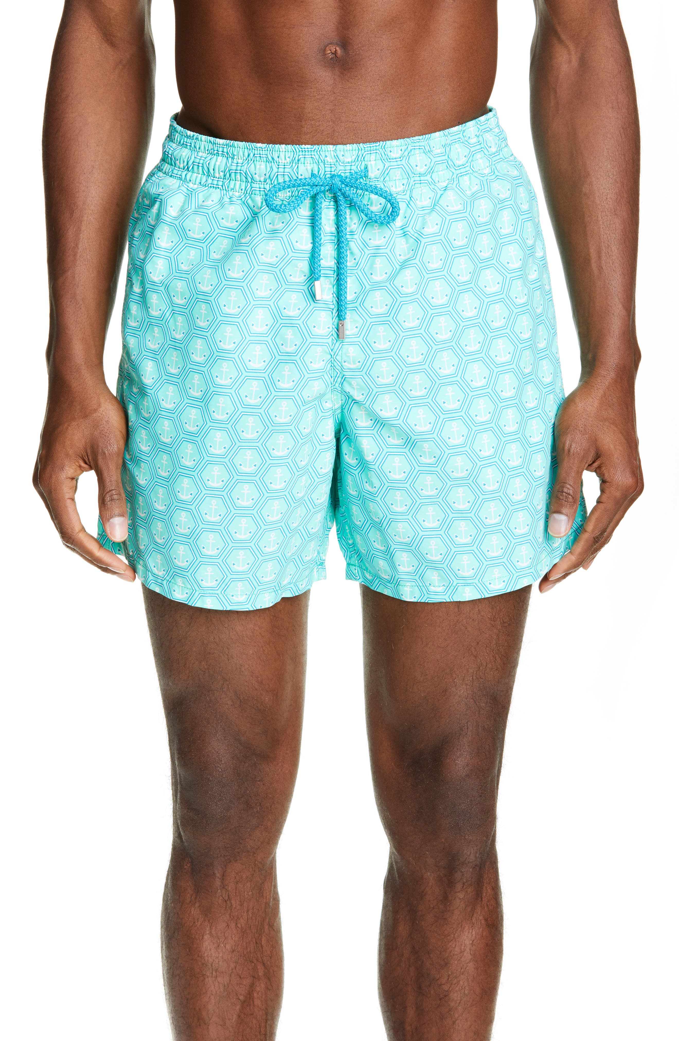 Vilebrequin Anchor Print Swim Trunks, Green
