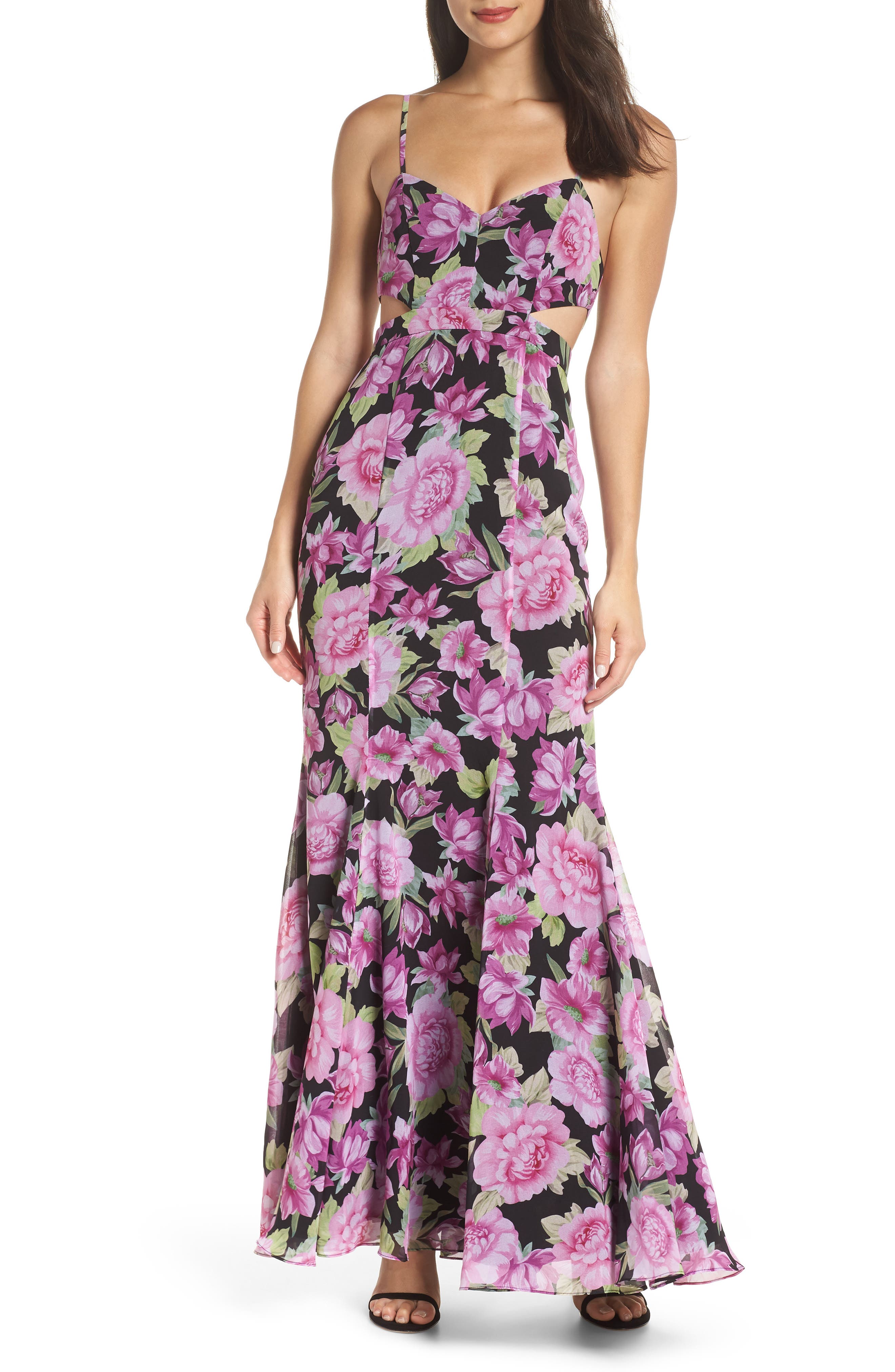 Fame And Partners The Sienne Cutout Waist Gown, Black