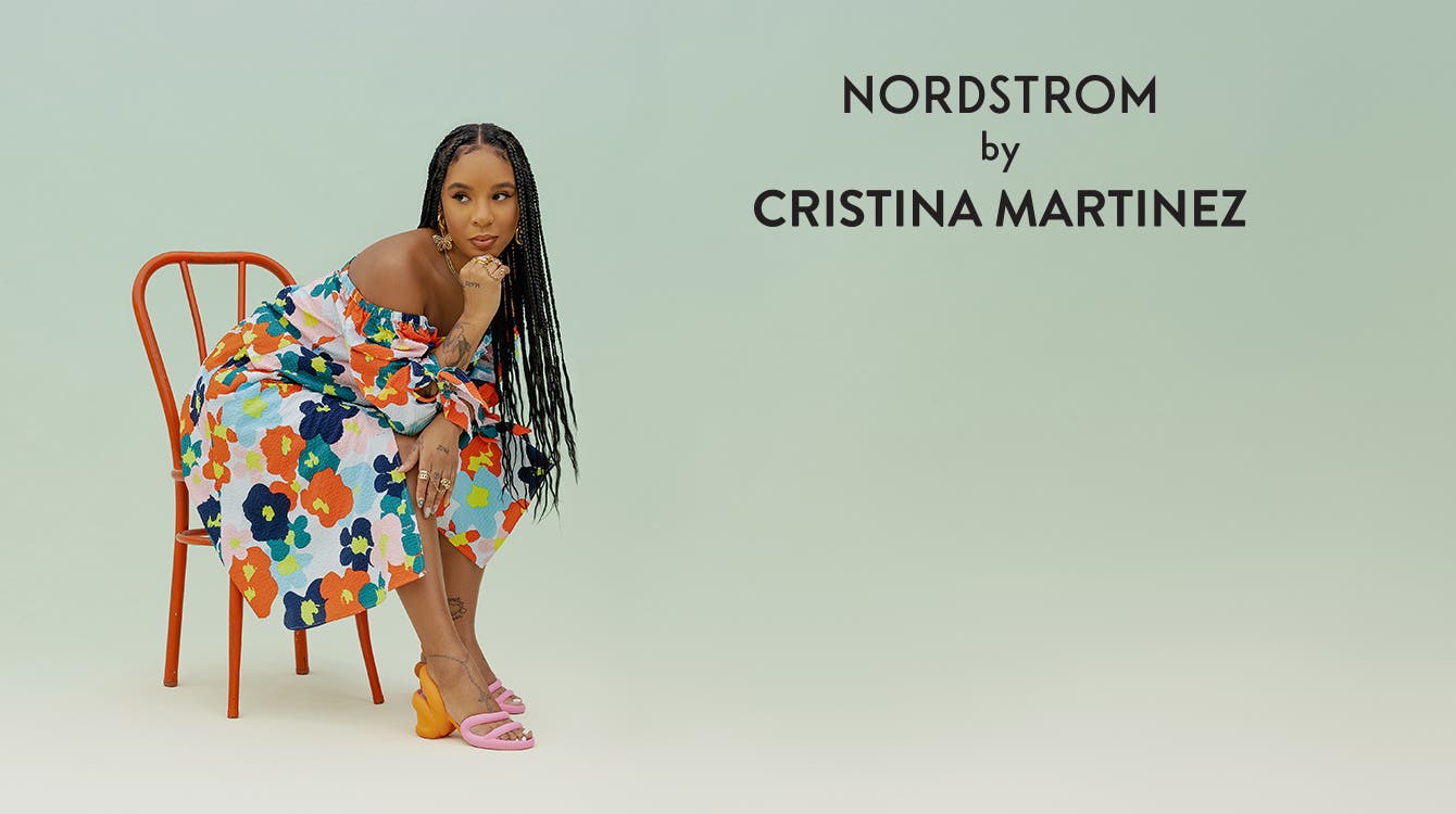 Cristina Martinez wears a dress from the new Nordstrom by Cristina Martinez collection.