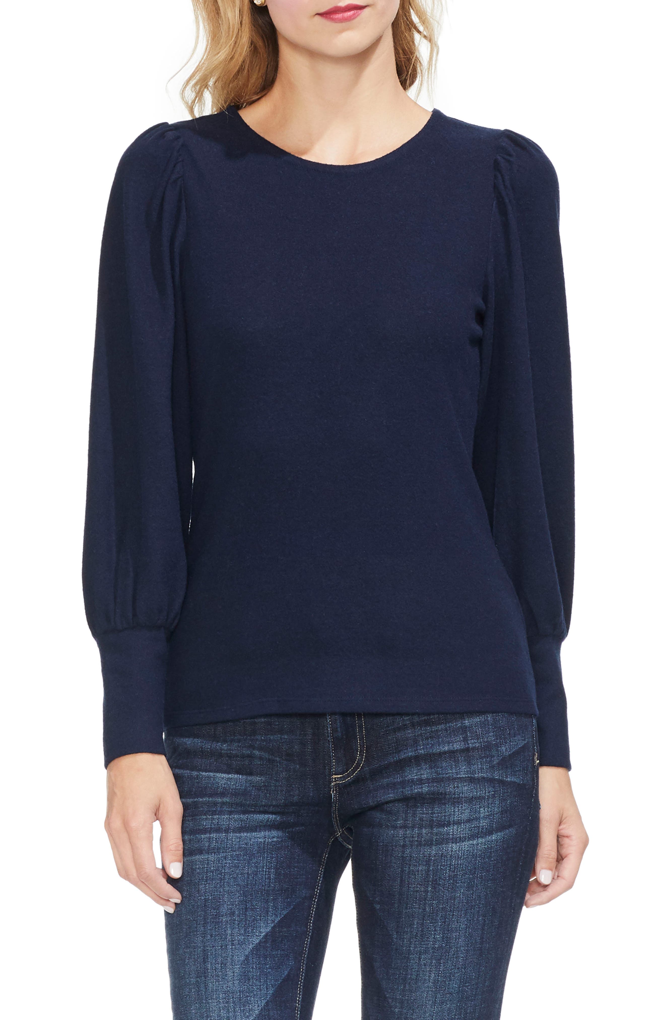 Vince Camuto Bubble Sleeve Knit Top, Blue