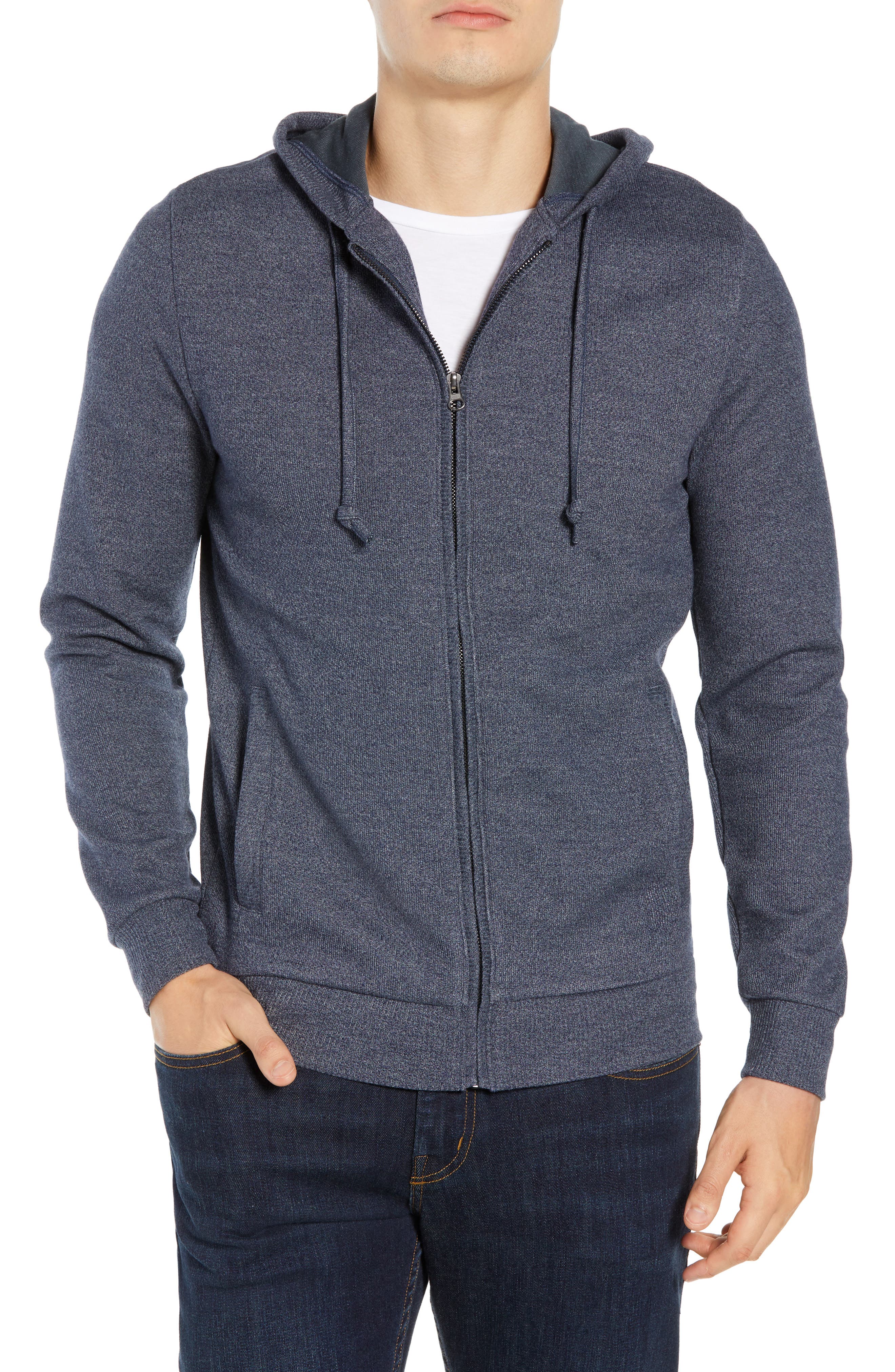 Travis Mathew Snare Zip Front Hooded Cardigan, Blue