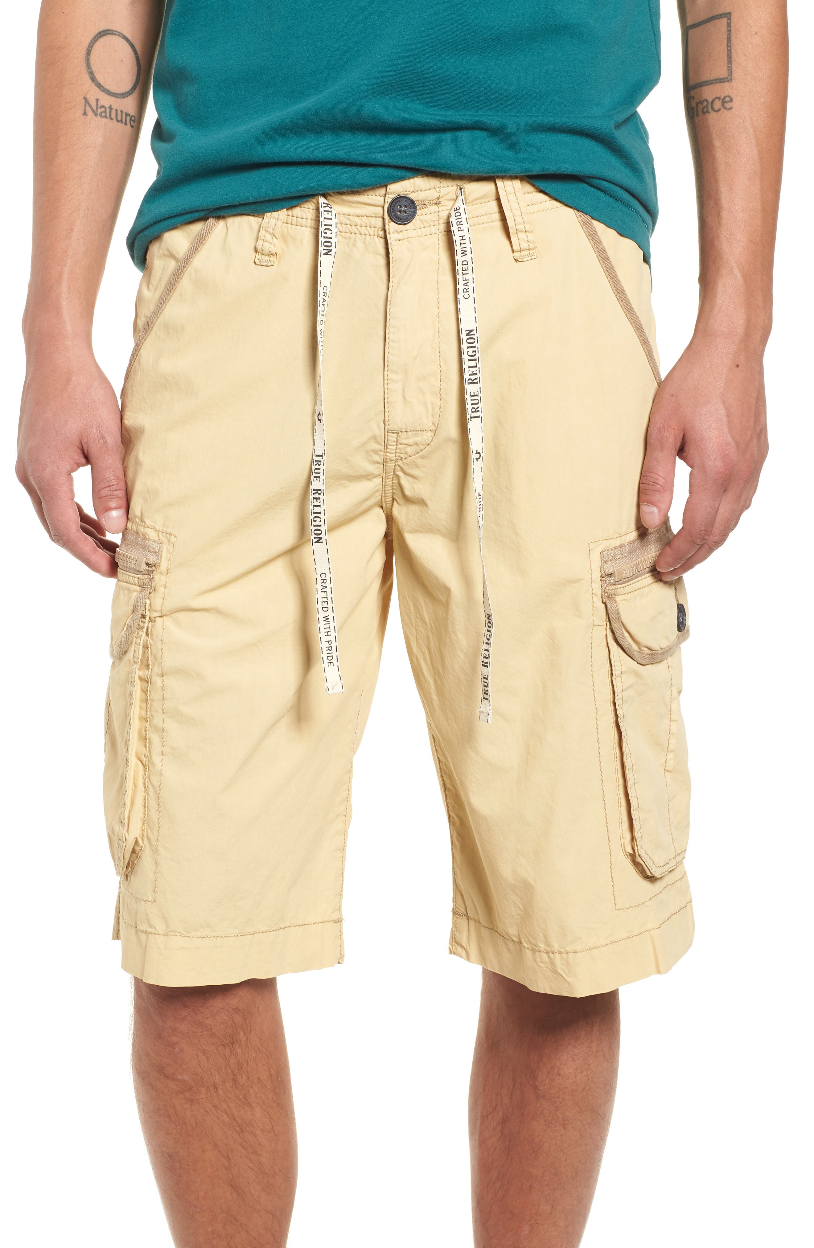 True Religion Brand Jeans Terrain Cargo Shorts, Grey
