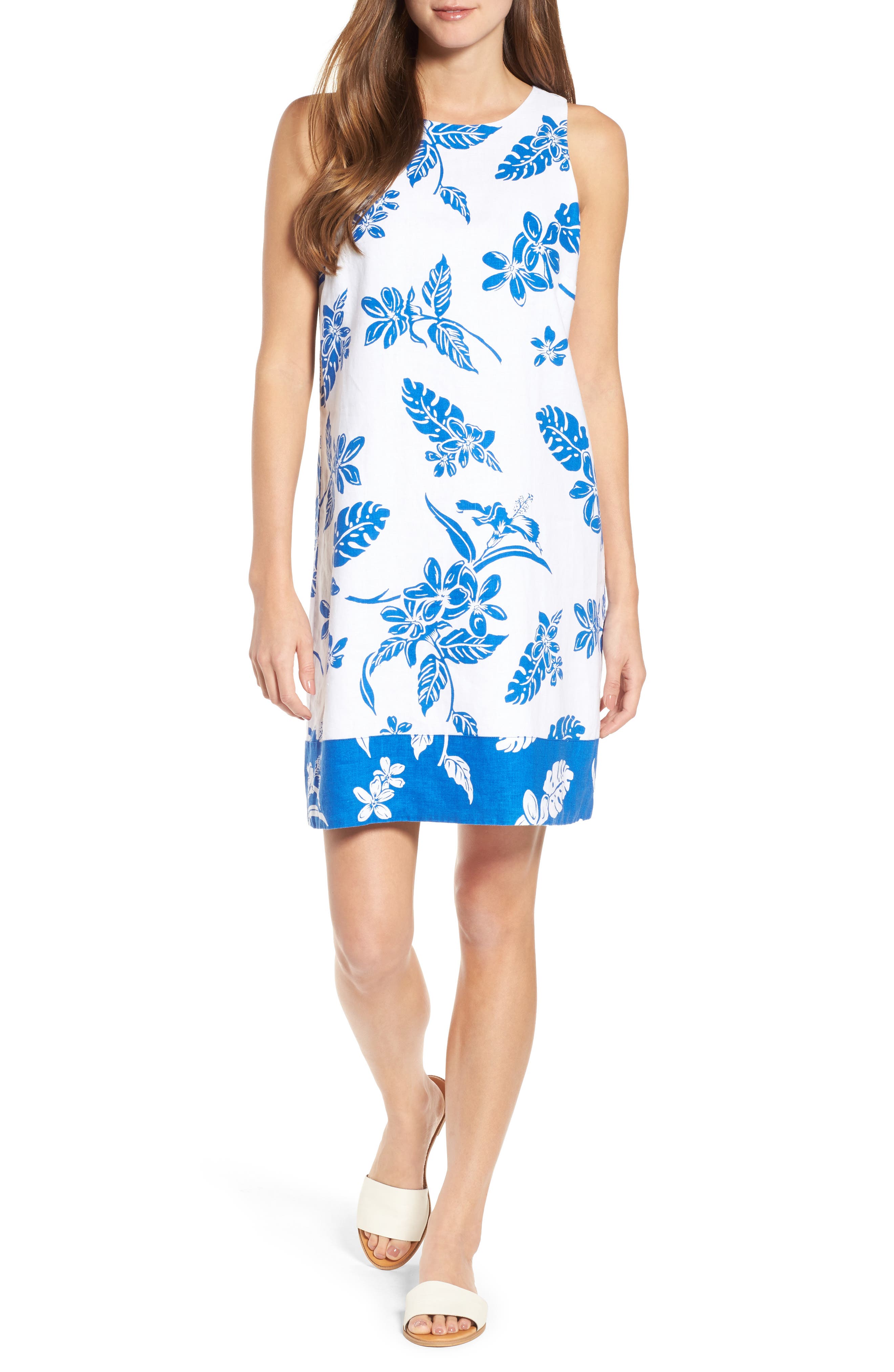 Tommy Bahama Hibiscus Hiatus Reverse Hem Shift Dress