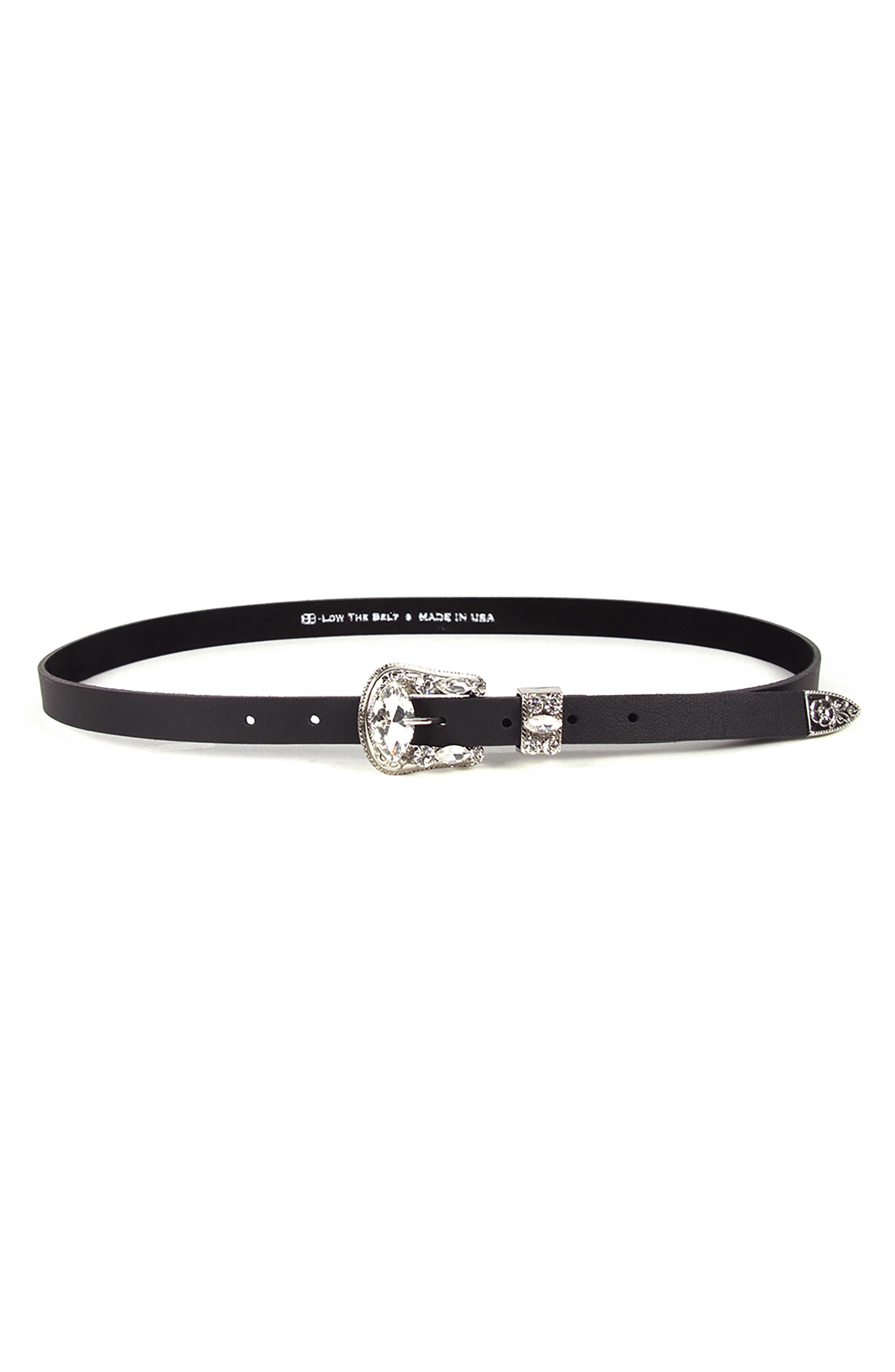 B-Low The Belt Riley Crystal Buckle Belt, Black/ Silver