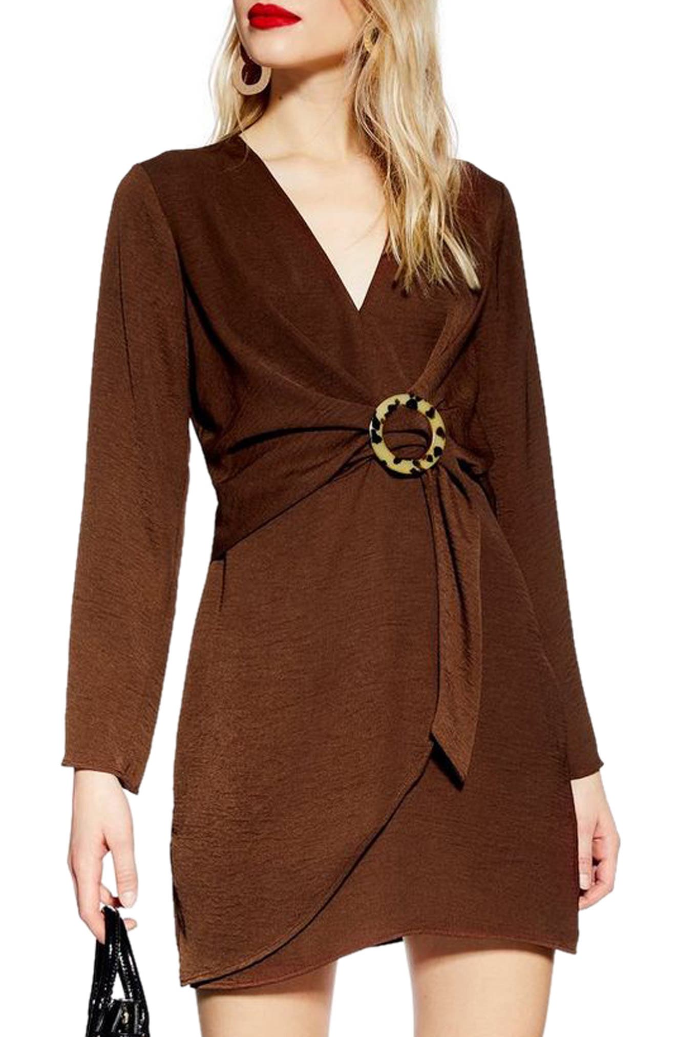 Topshop Tortoise Ring Minidress, US (fits like 2-4) - Brown