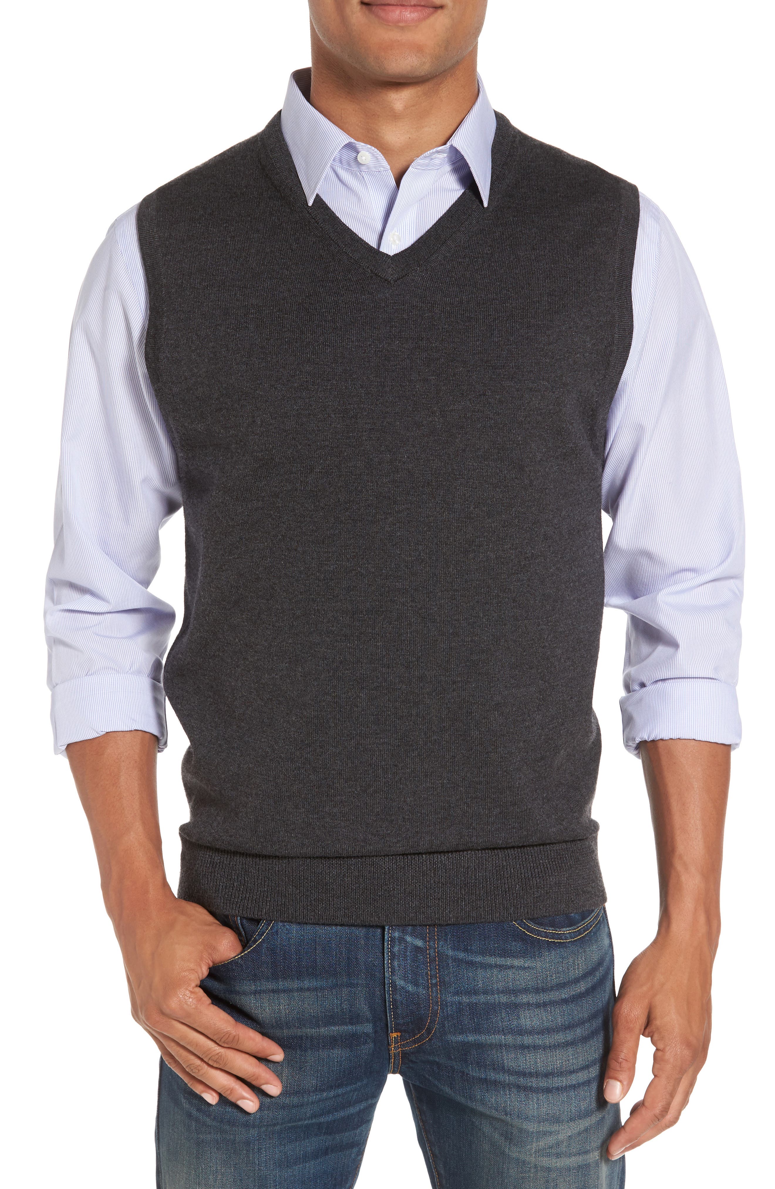 Nordstrom Shop Merino Wool Sweater Vest, Grey