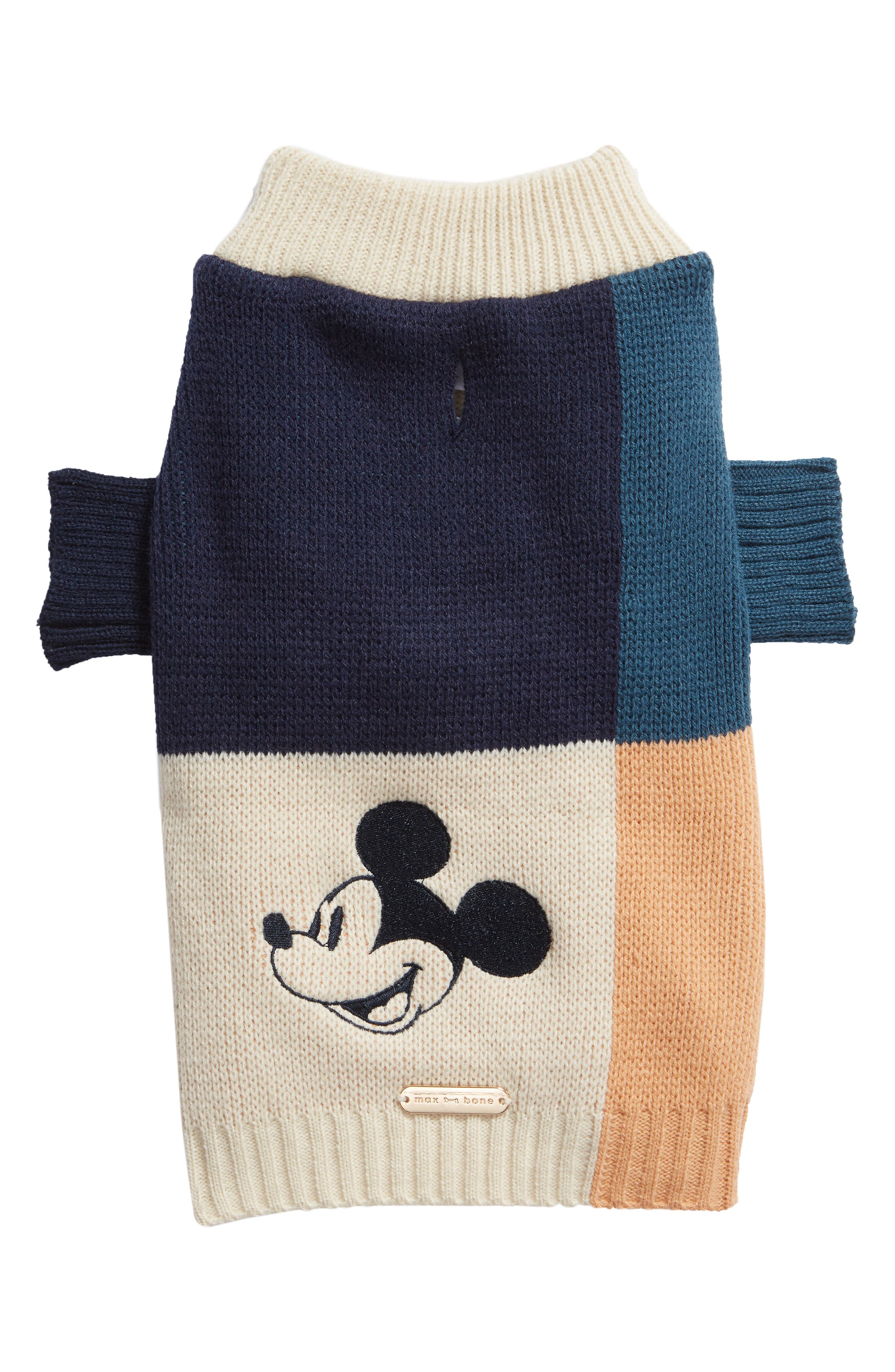 Max-Bone Colorblock Mickey Dog Sweater, Blue
