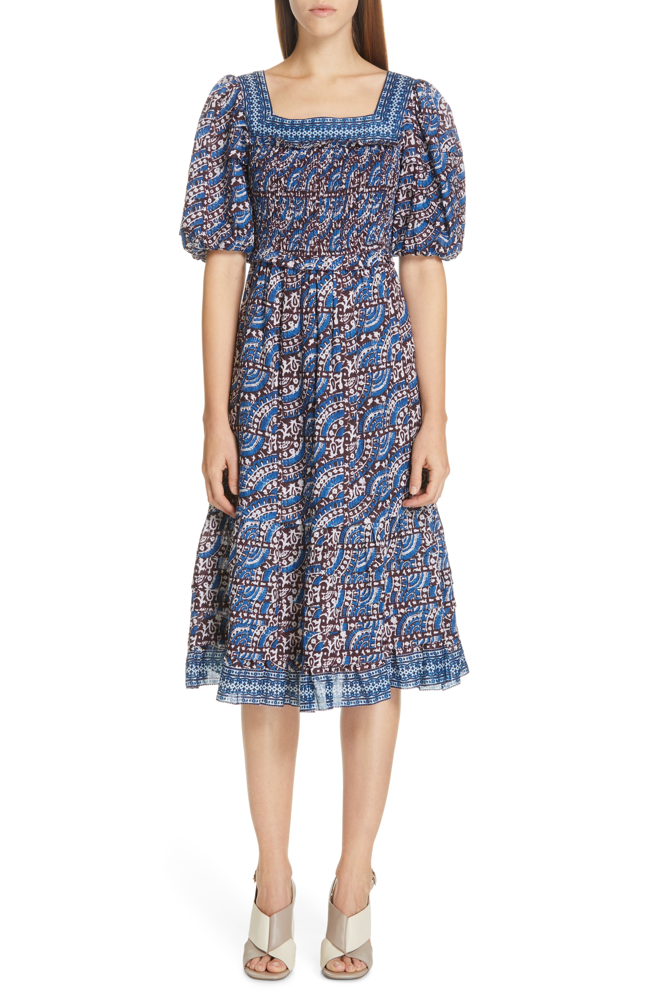 Sea Luella Puff Sleeve Dress, Blue
