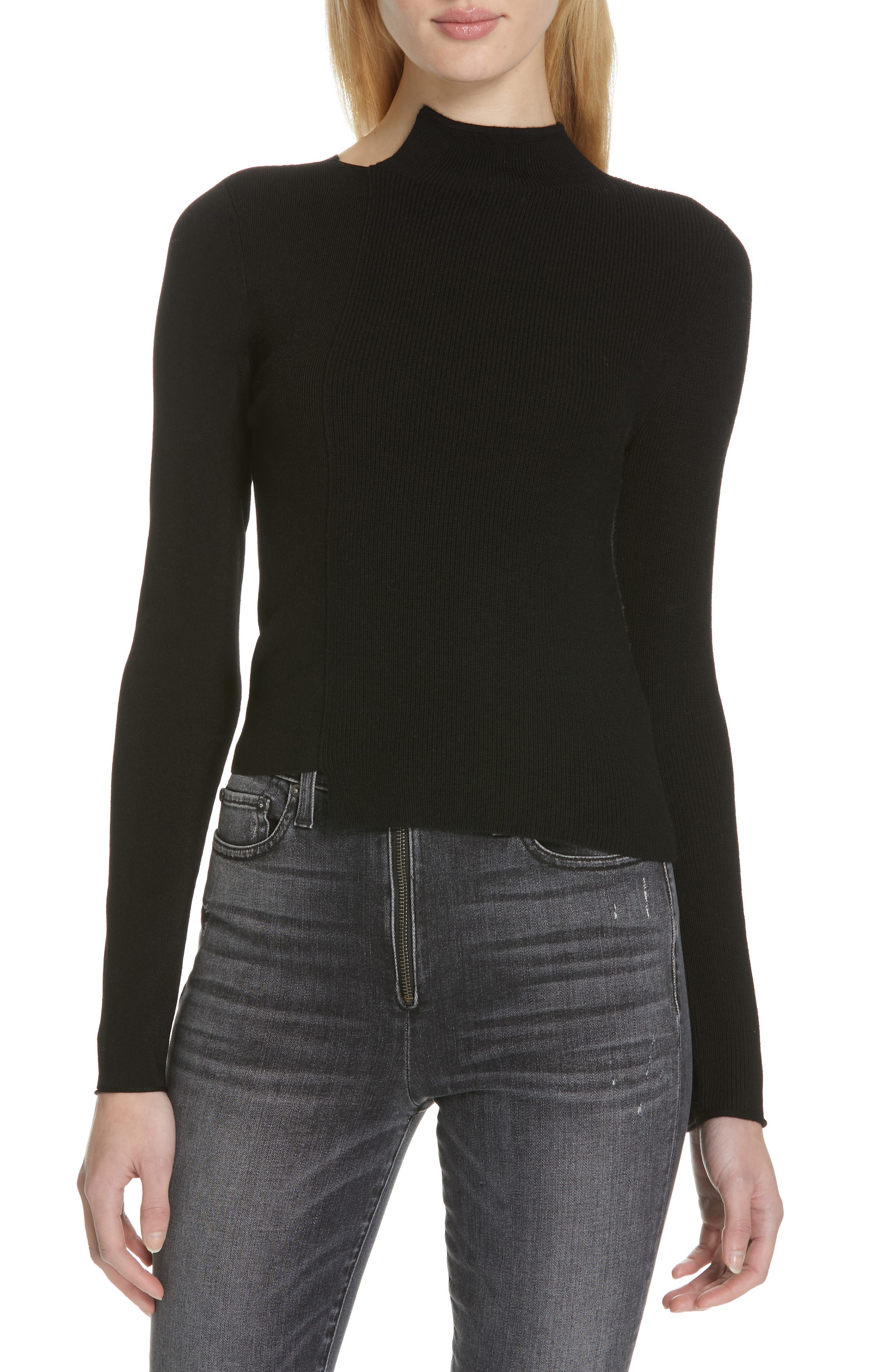 Alice + Olivia Lebell Deconstructed Wool Blend Sweater