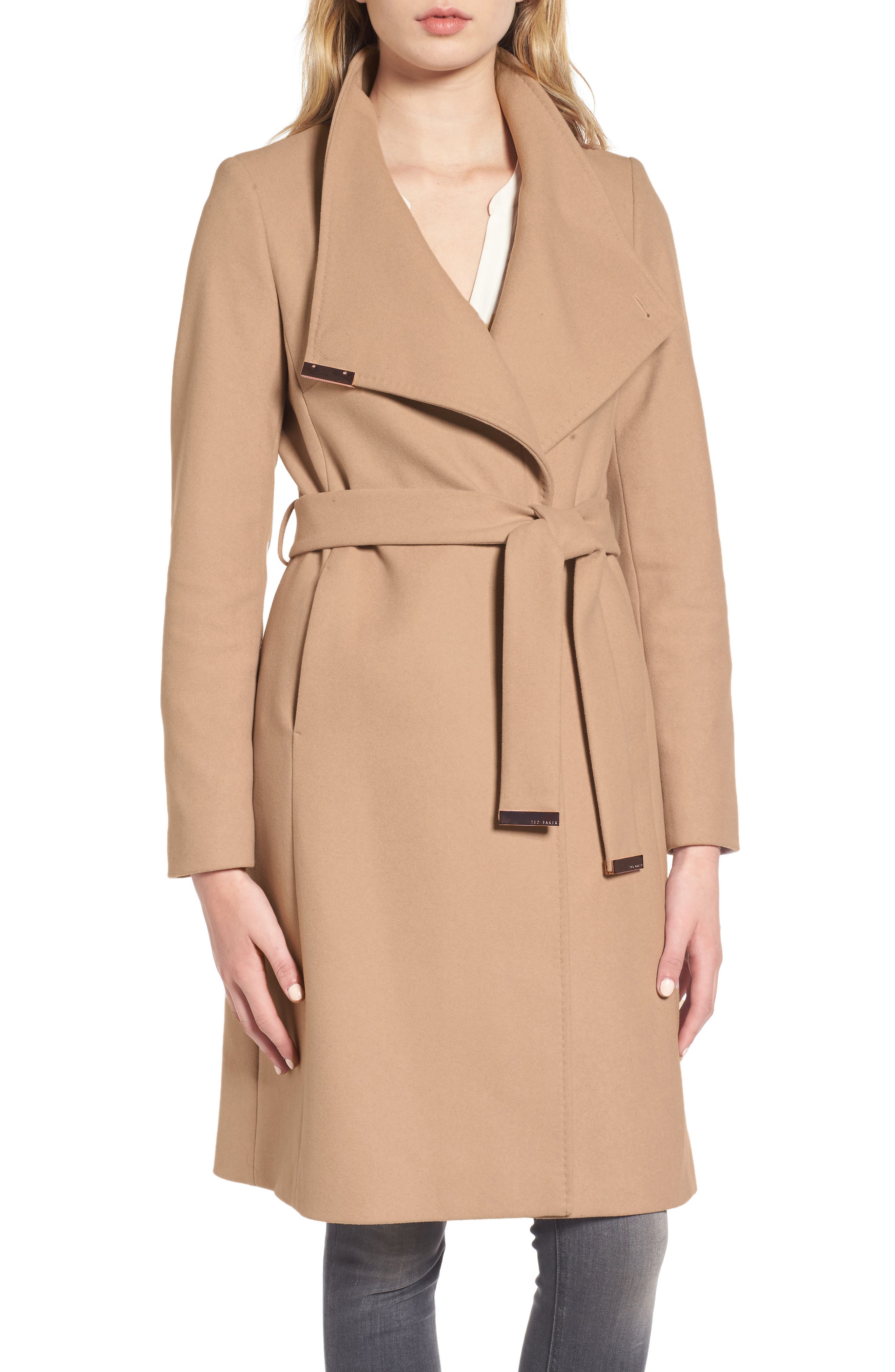Ted Baker London Wool Blend Long Wrap Coat | Nordstrom