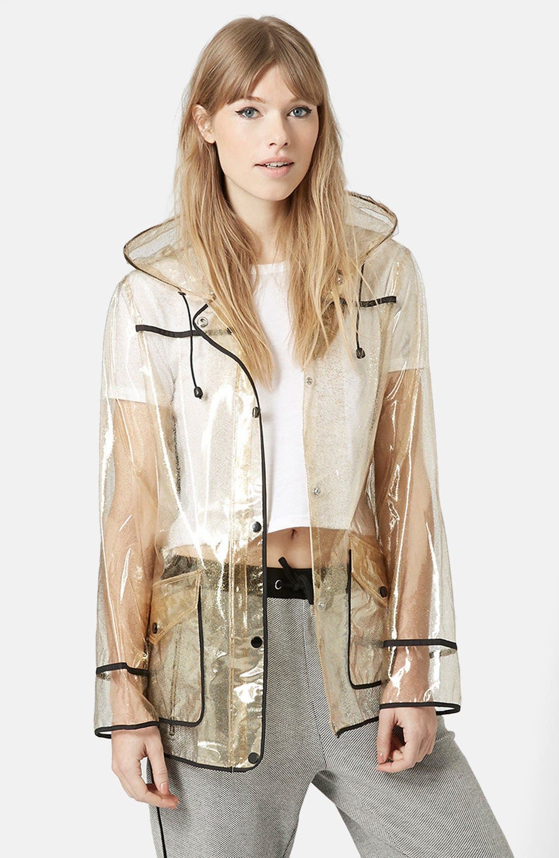 Gold Glitter Transparent Plastic Rain Jacket Nordstrom