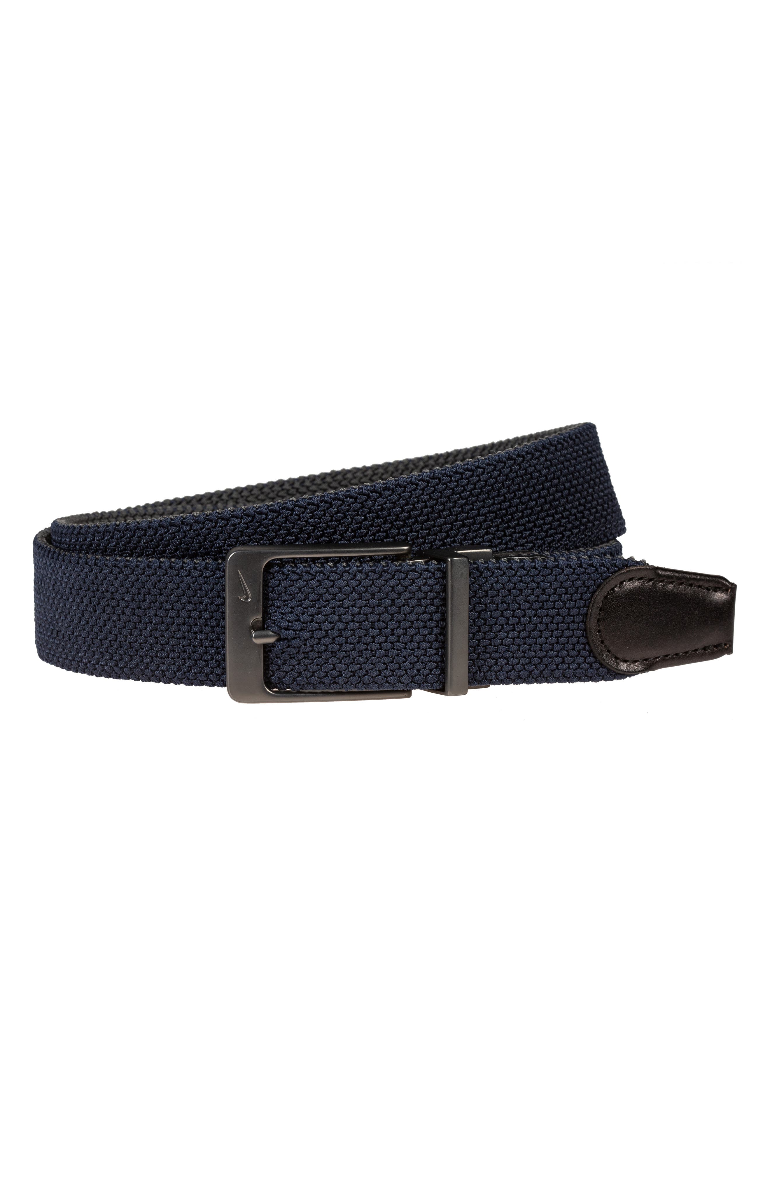 Nike Reversible G-Flex Woven Belt, Navy Dark