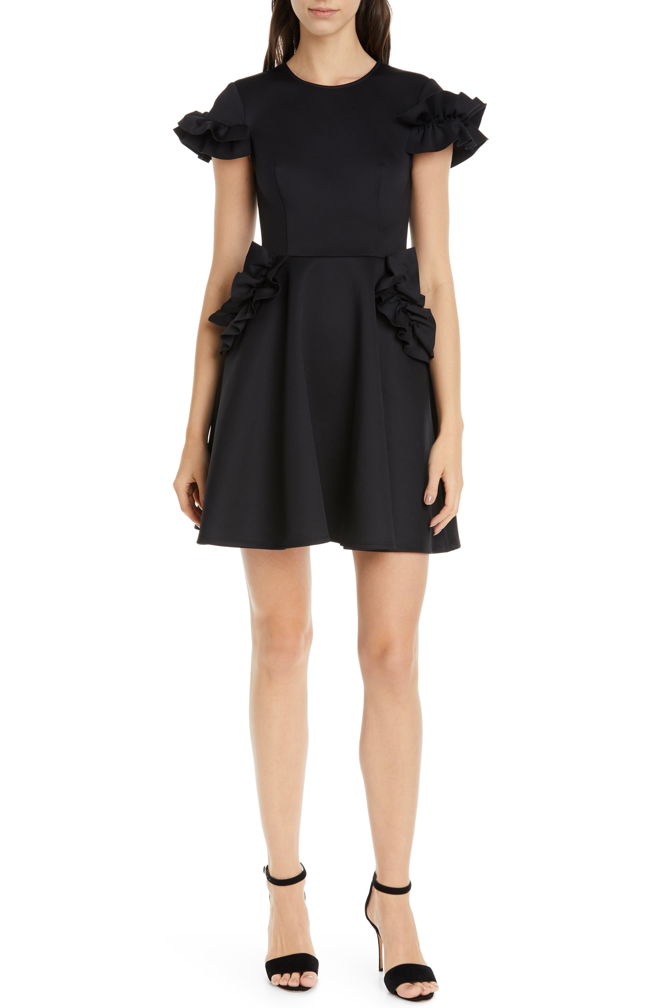 Ted Baker London Luuciee Ruffle Skater Dress, Black