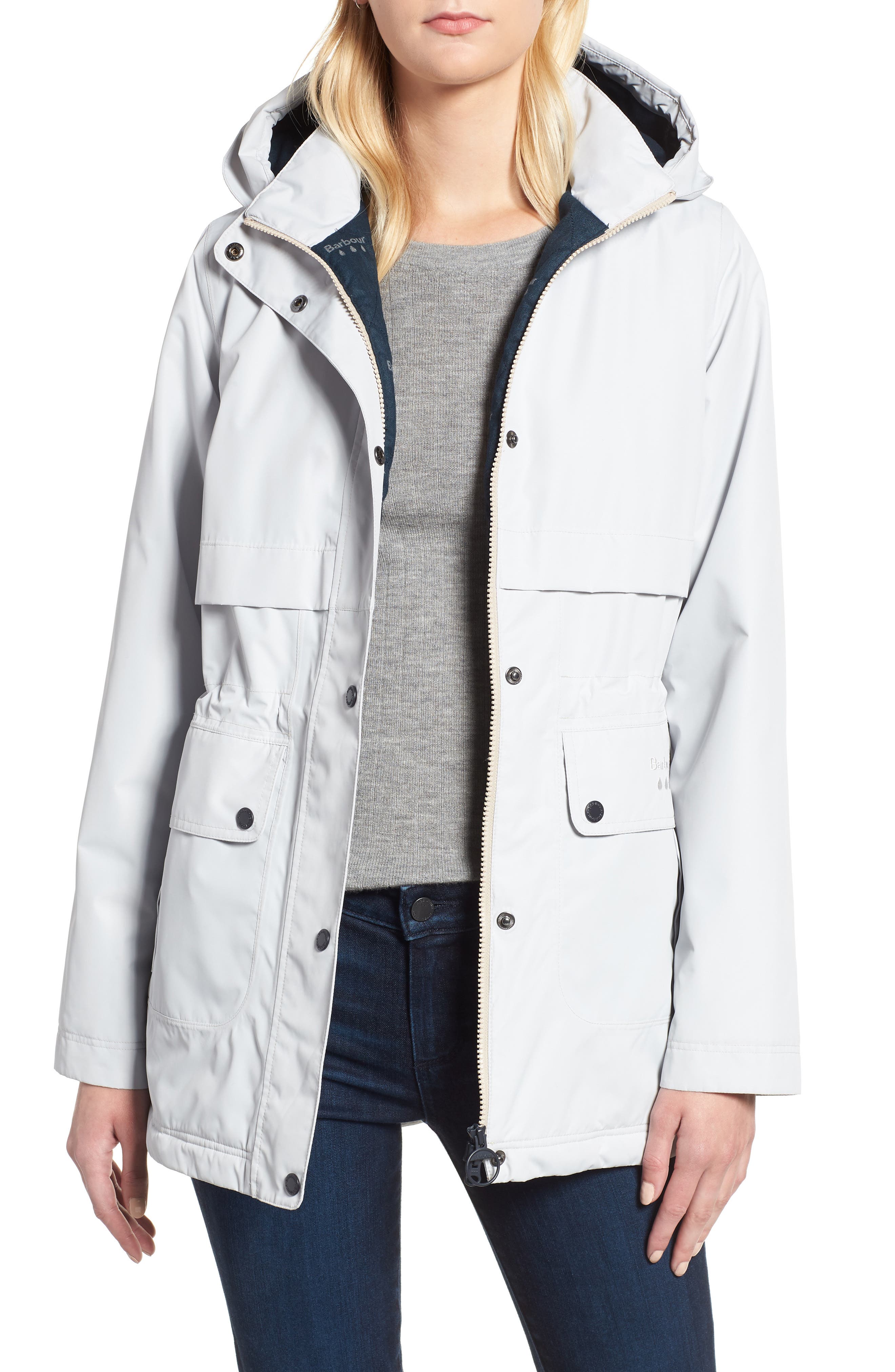 Barbour Altair Waterproof Hooded Jacket, US / 16 UK - White