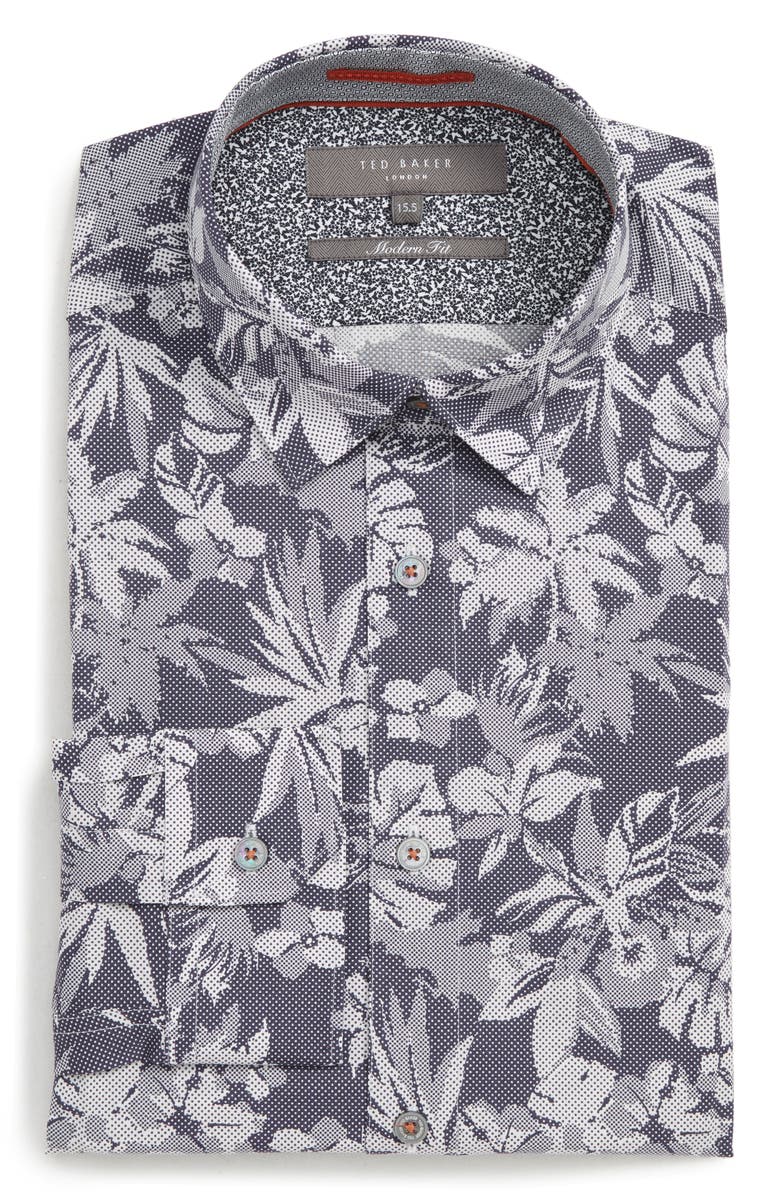 Pandar Slim Fit Stretch Floral Dress Shirt