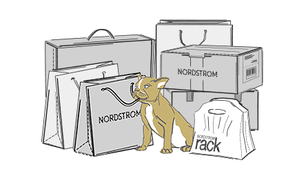 Stack of Nordstrom boxes and bags.