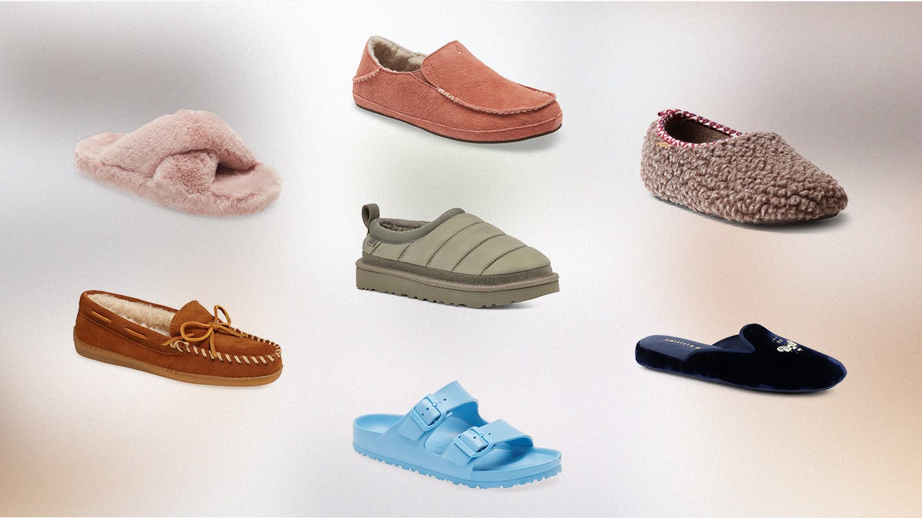 A variety of slipper styles made from different materials