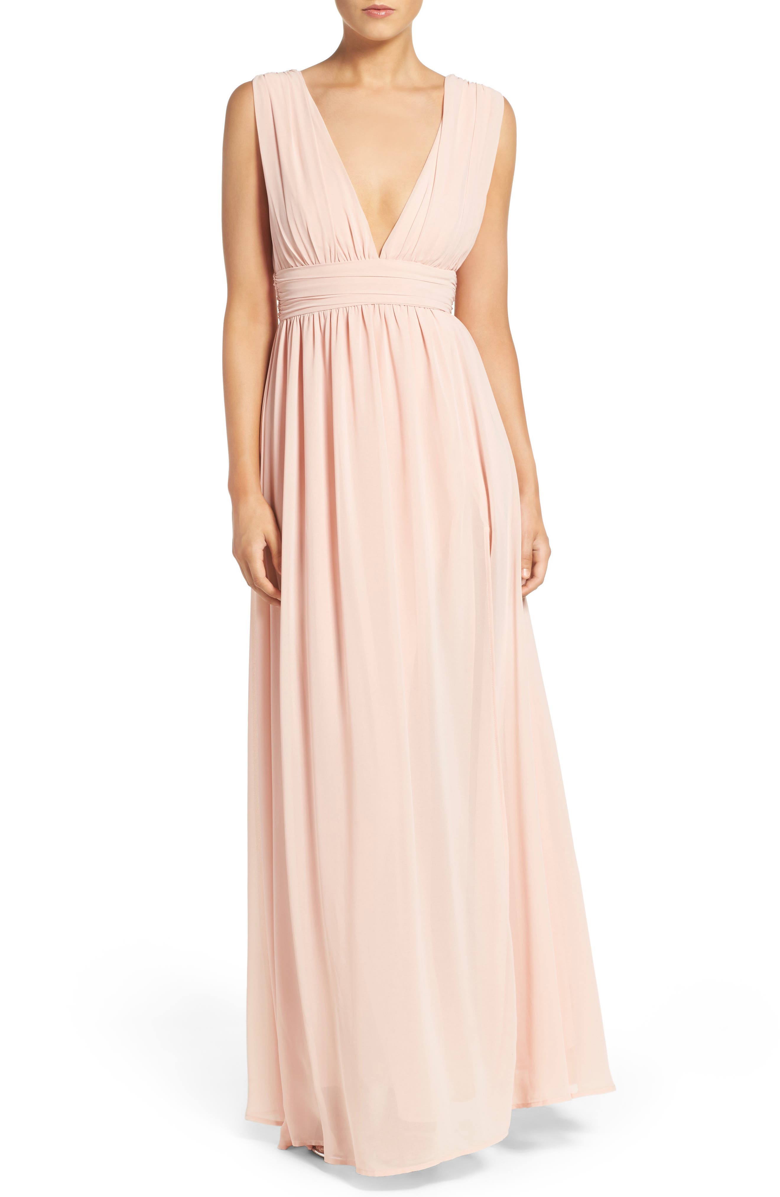Lulus Plunging V-Neck Chiffon Gown