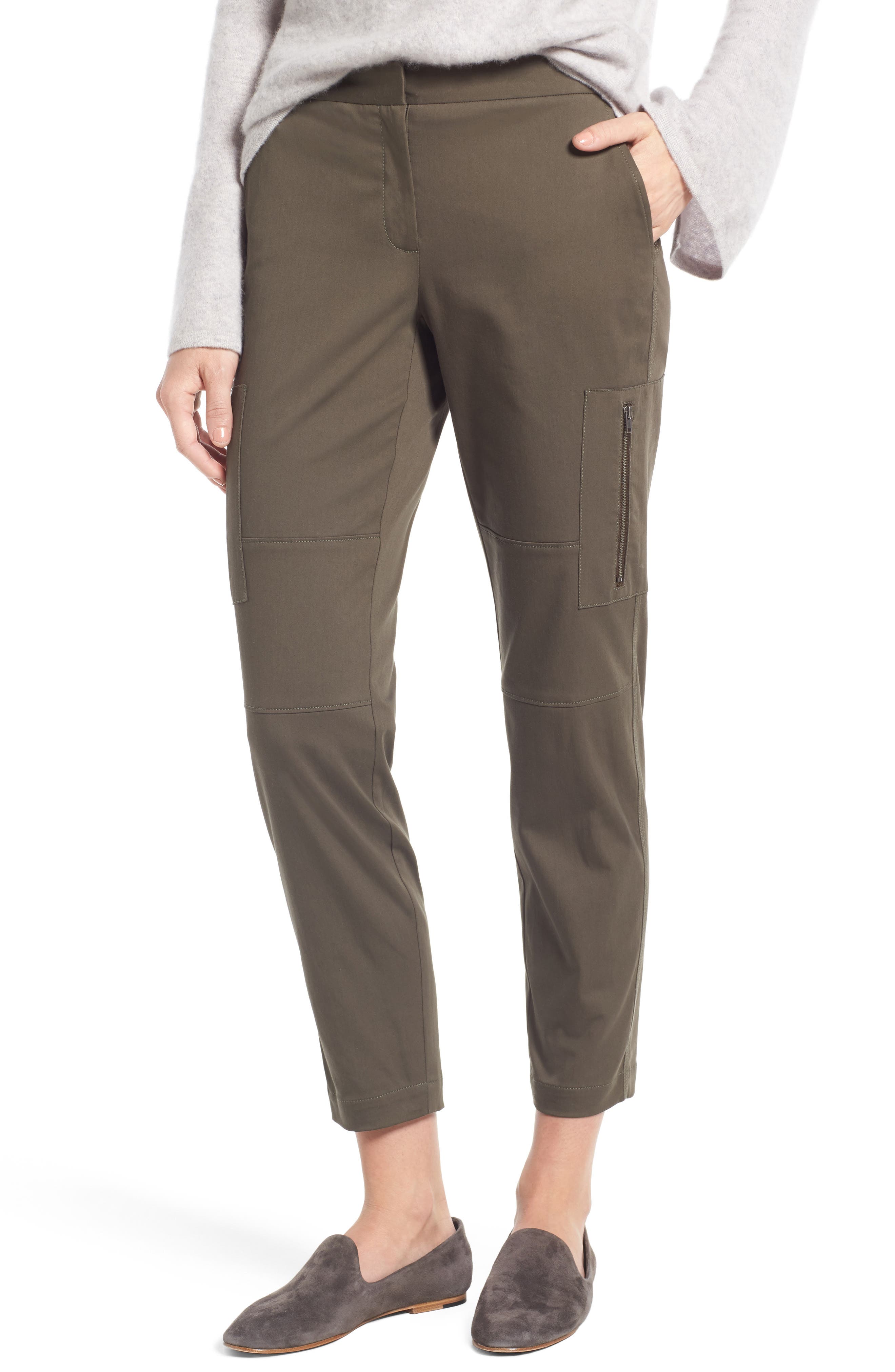 Nordstrom Signature Zip Detail Stretch Sateen Cargo Pants Nordstrom