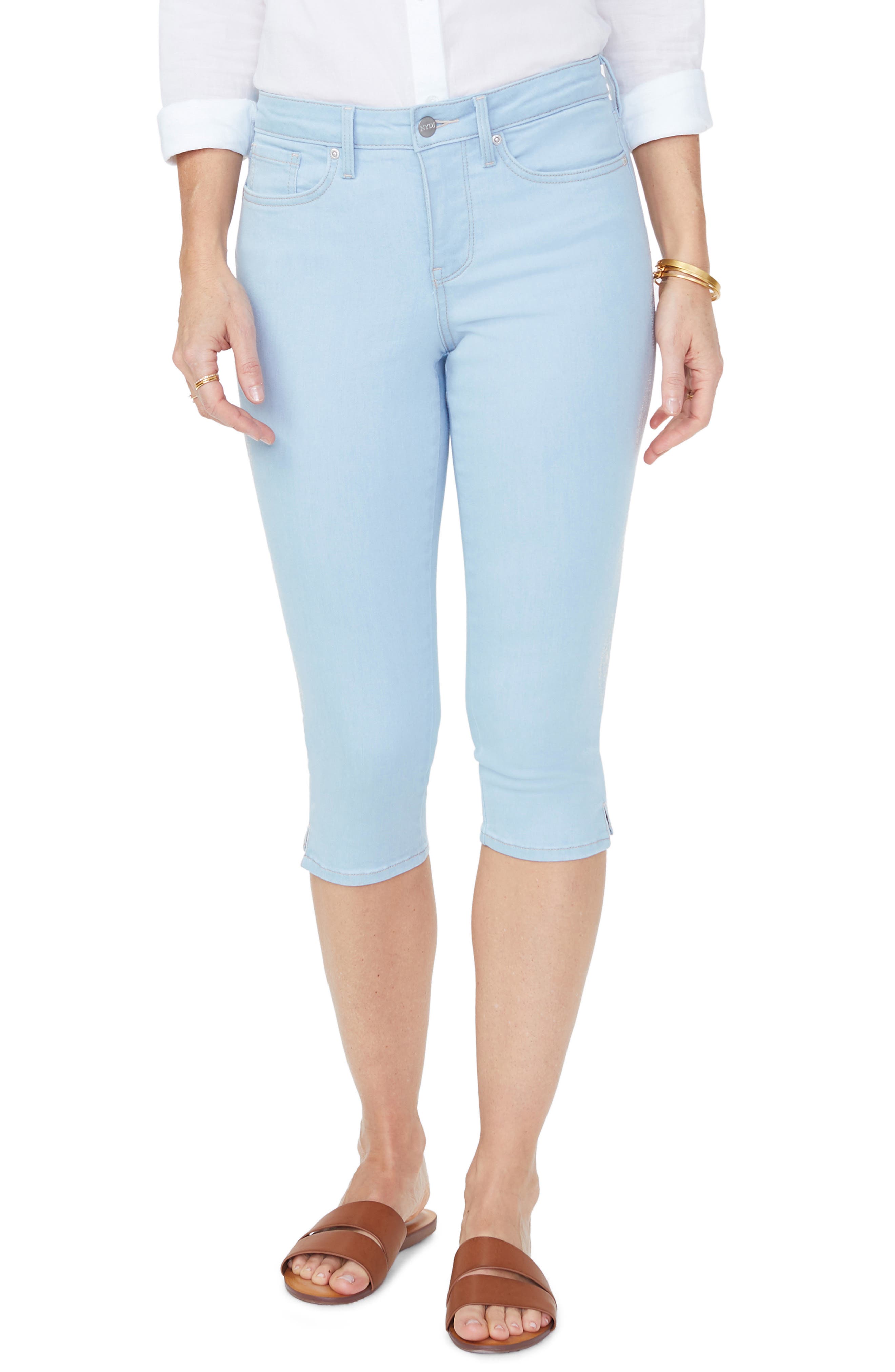 Nydj Embroidered Side Seam Capri Skinny Jeans, Blue