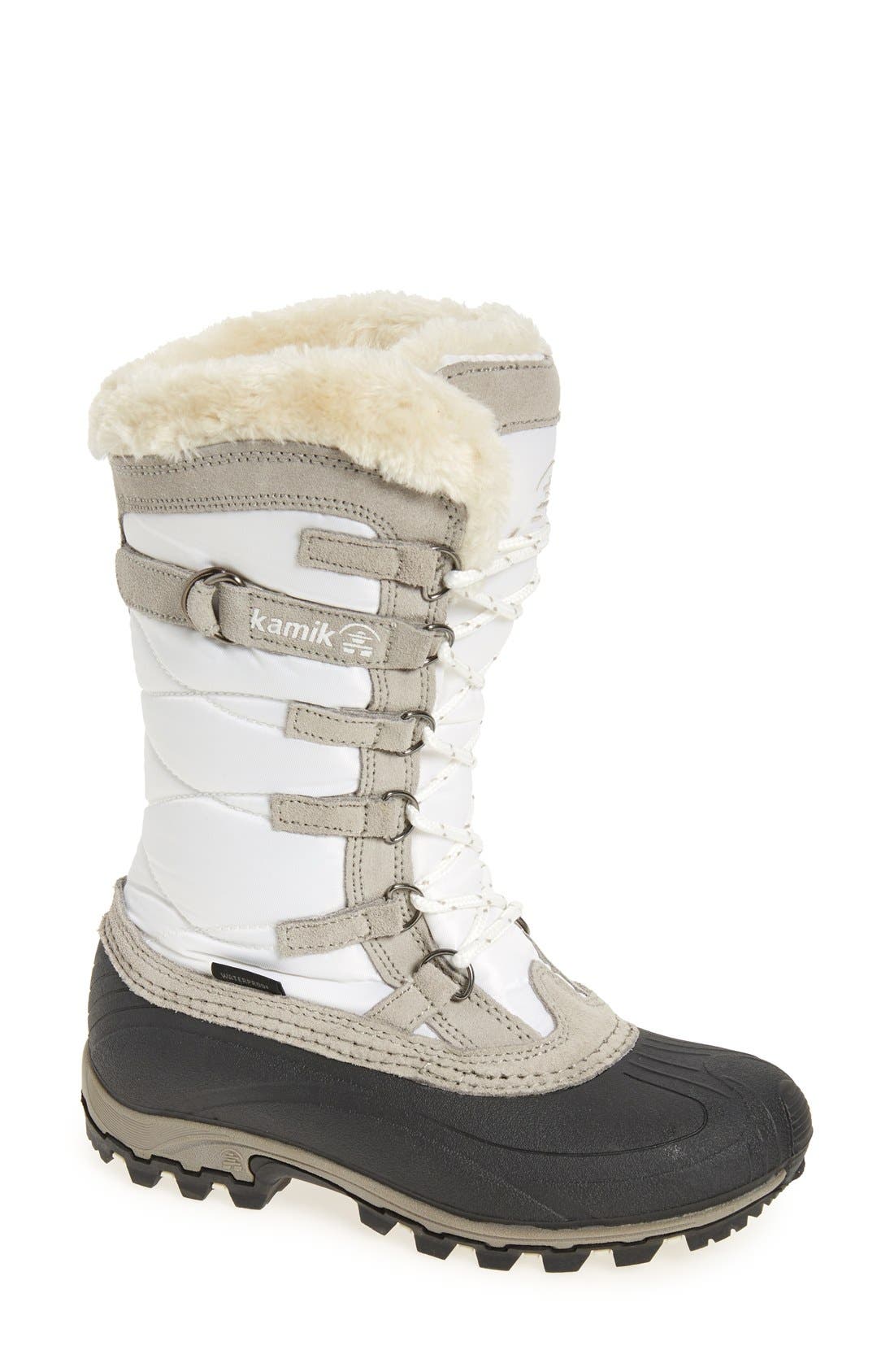 Kamik Snowvalley Waterproof Boot With Faux Fur Cuff, White