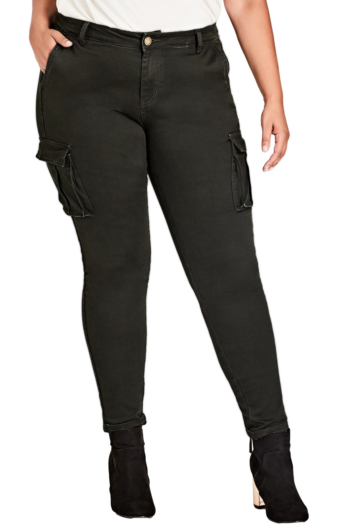 Plus Size City Chic Jungle Frenzy Cargo Pants, Green