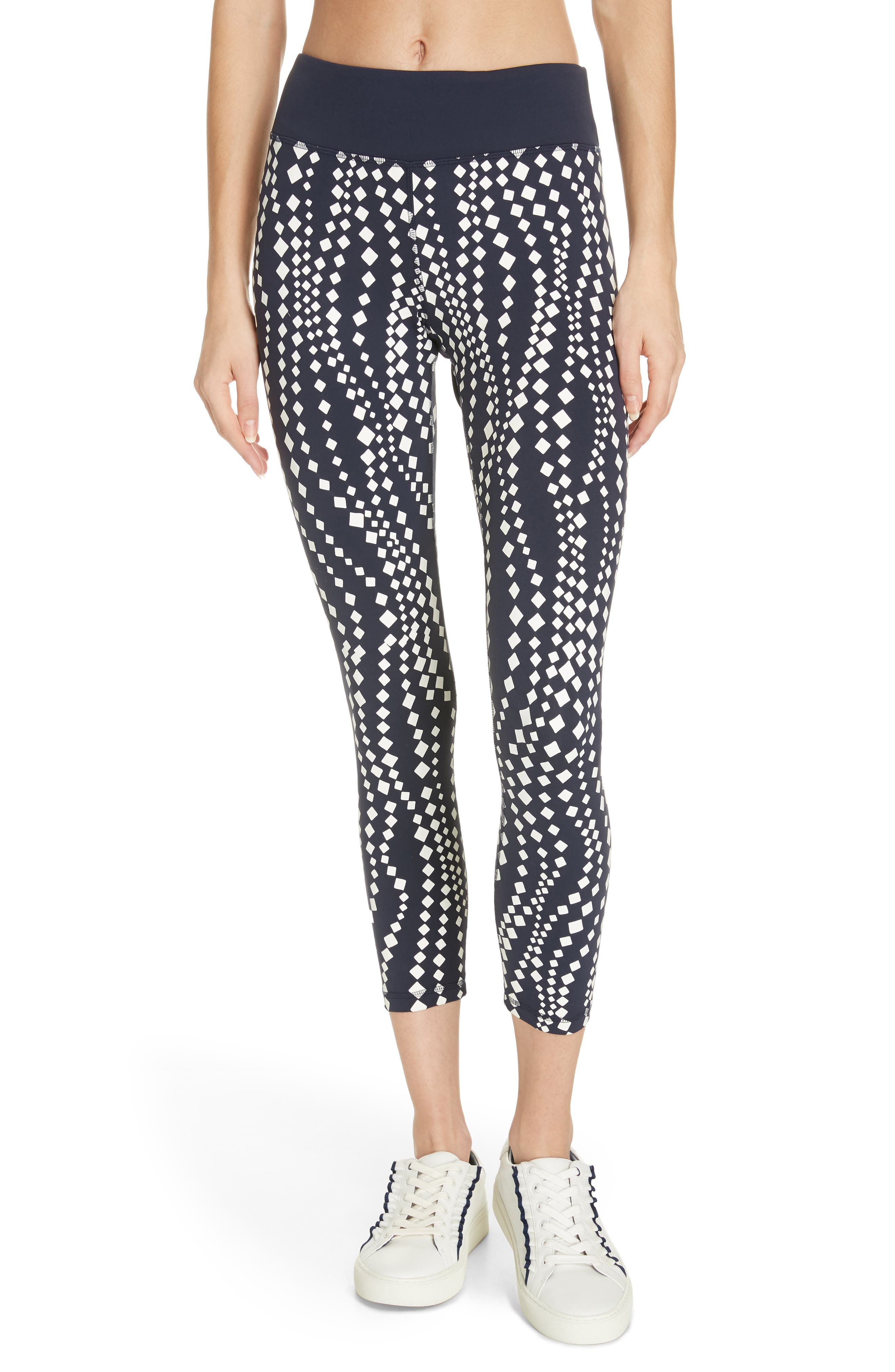 Tory Sport Reflective Print 7/8 Leggings, Blue