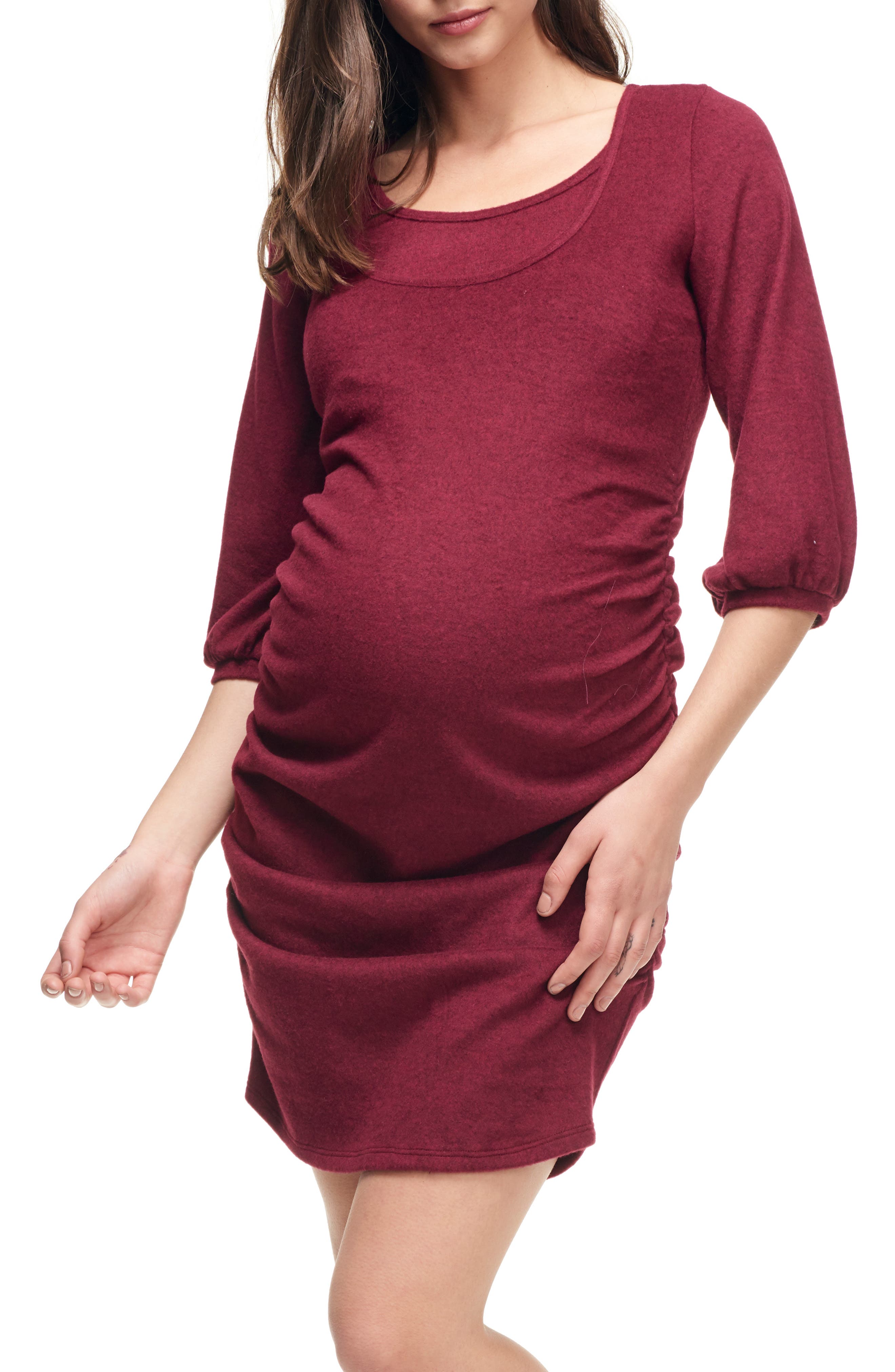 Maternal America Maternity/nursing Dress, Burgundy