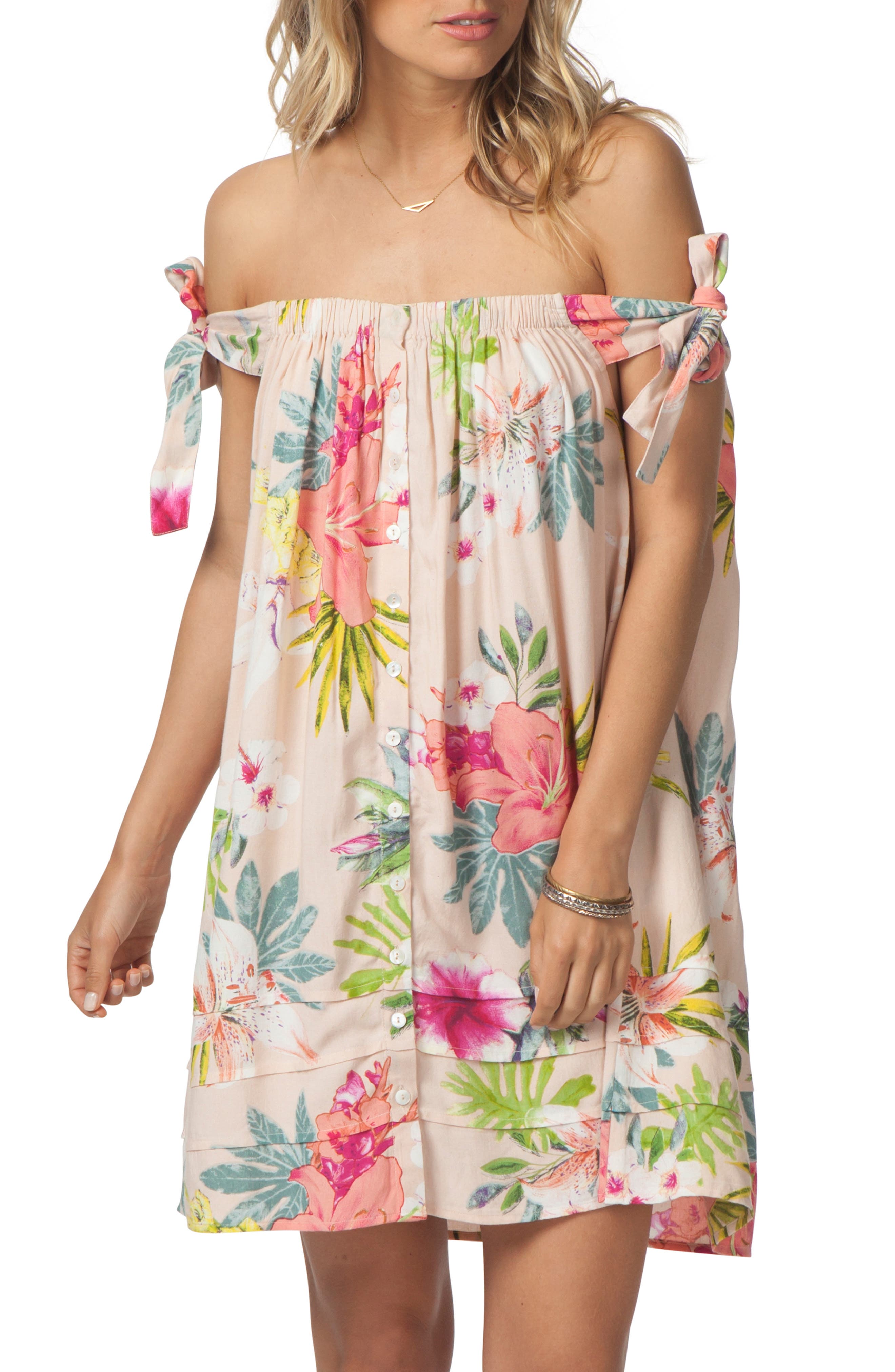 Rip Curl Sweet Aloha Off The Shoulder Dress, Ivory