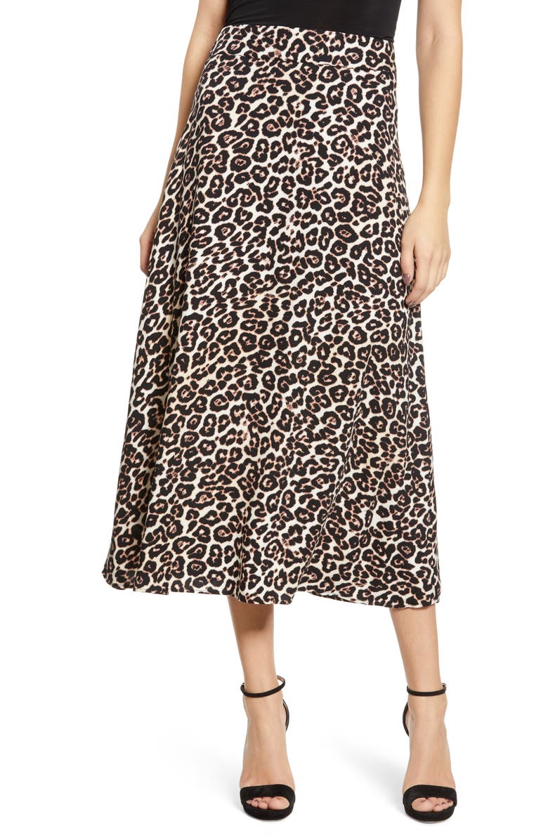 AFRM Kiwi Midi Skirt, Main, color, LEOPARD