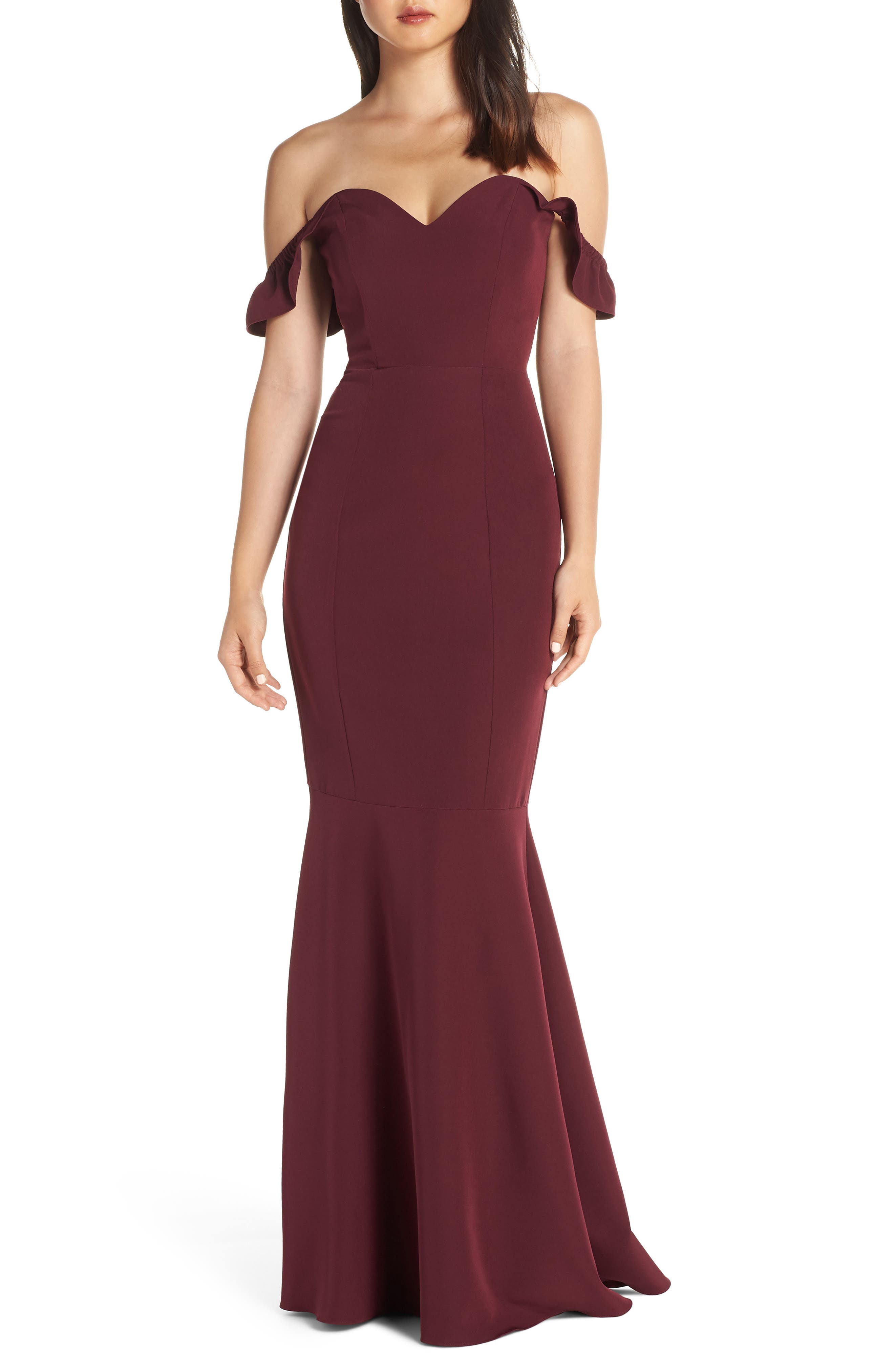 Wayf The Gabrielle Strapless Trumpet Gown, Red