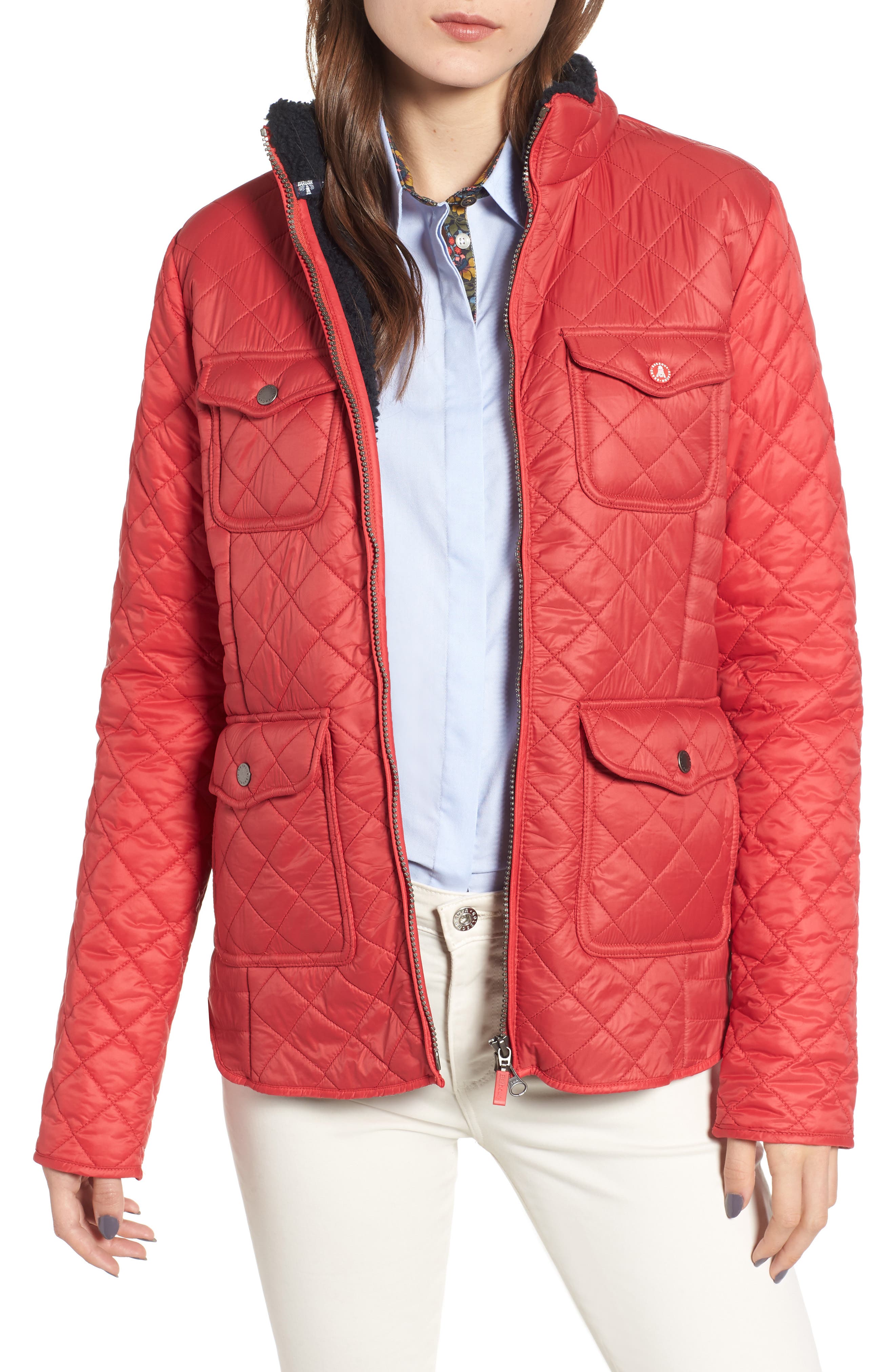 Barbour Weymouth Quilted Jacket, US / 8 UK - Red