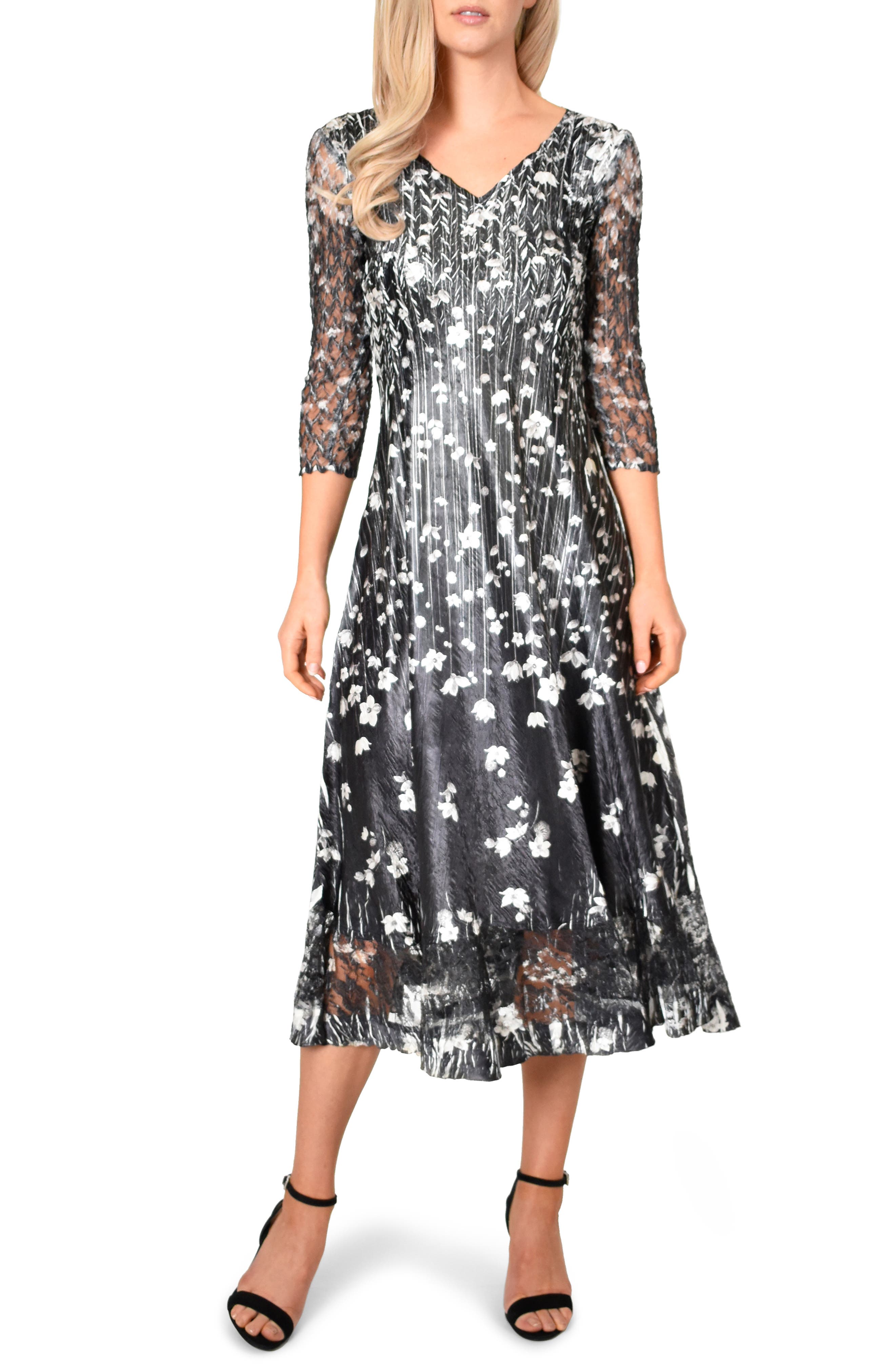 Petite Komarov Charmeuse A-Line Dress, Black