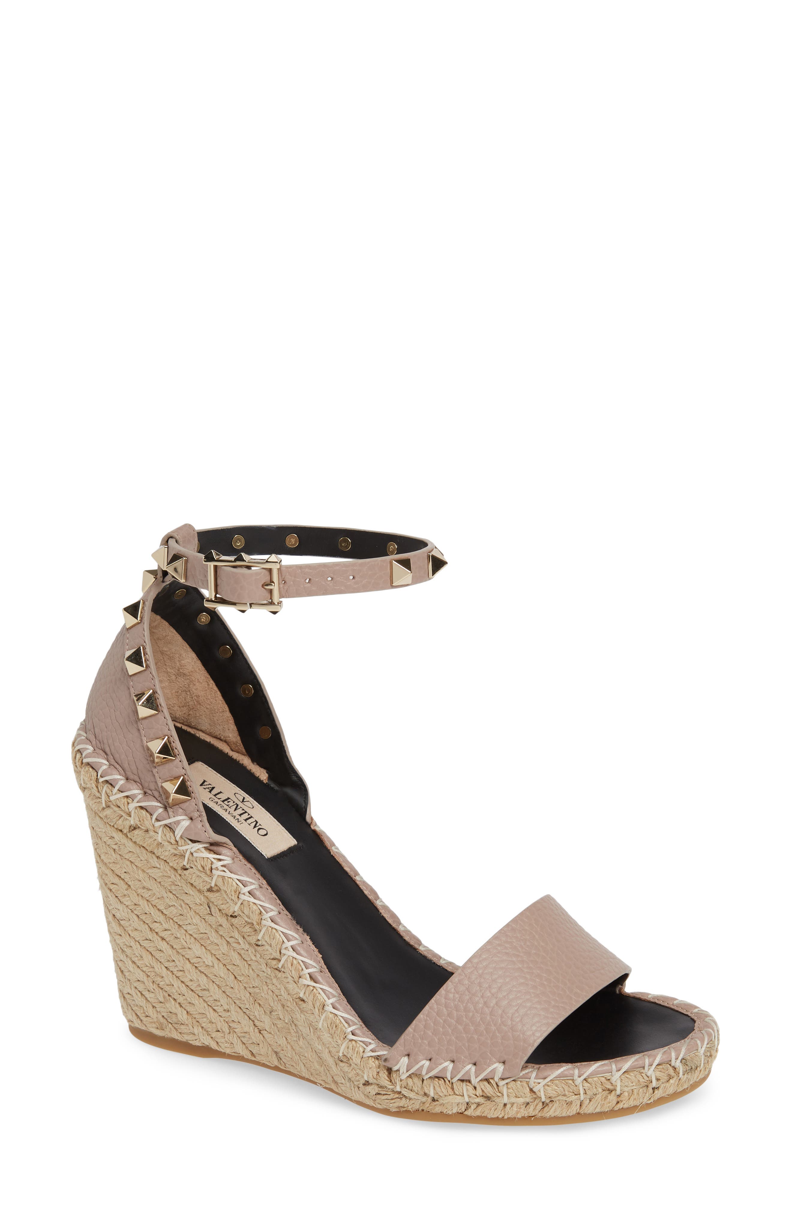 valentino rockstud espadrille wedge sale