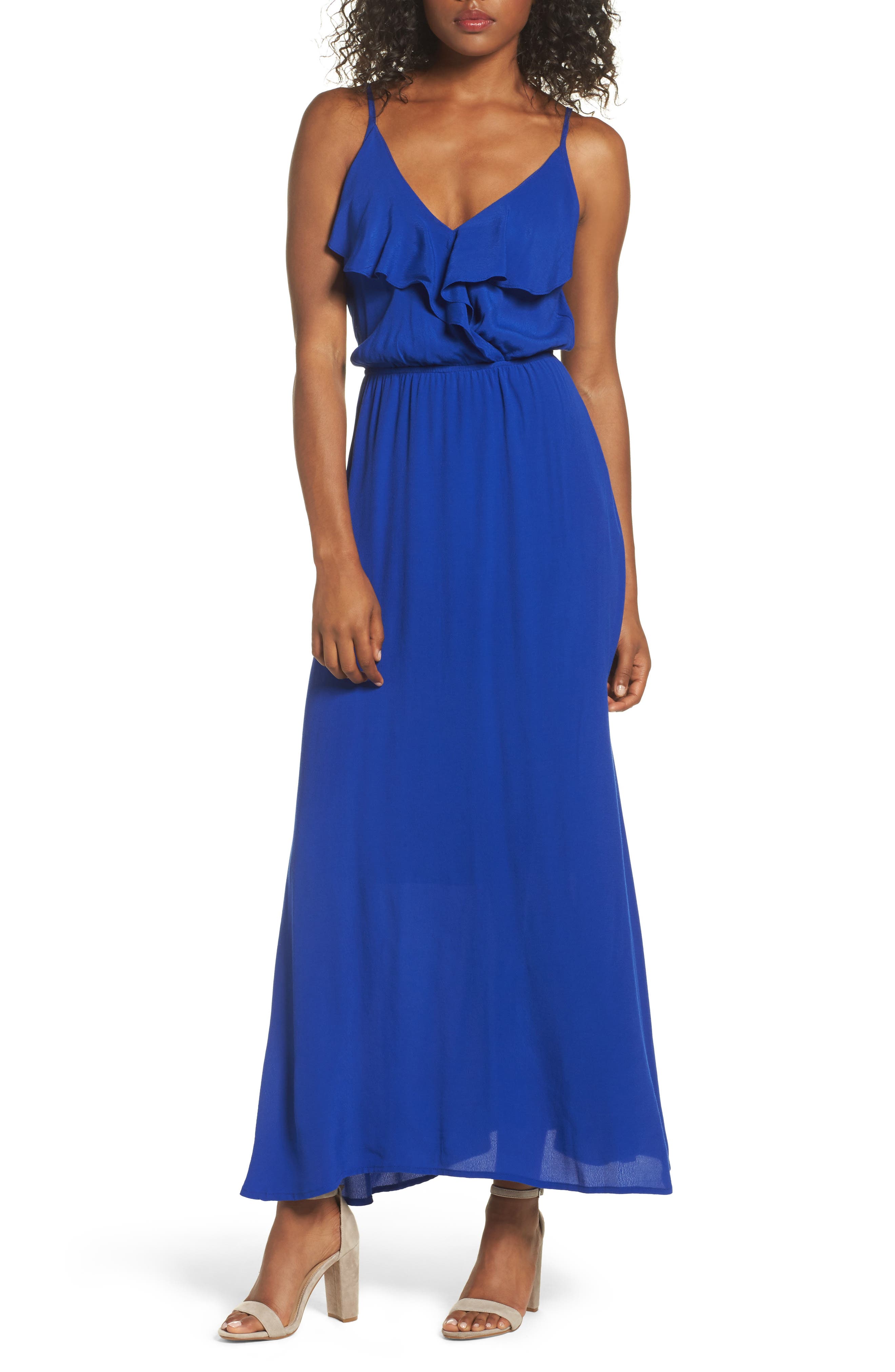 Fraiche By J Blouson Maxi Dress, Blue