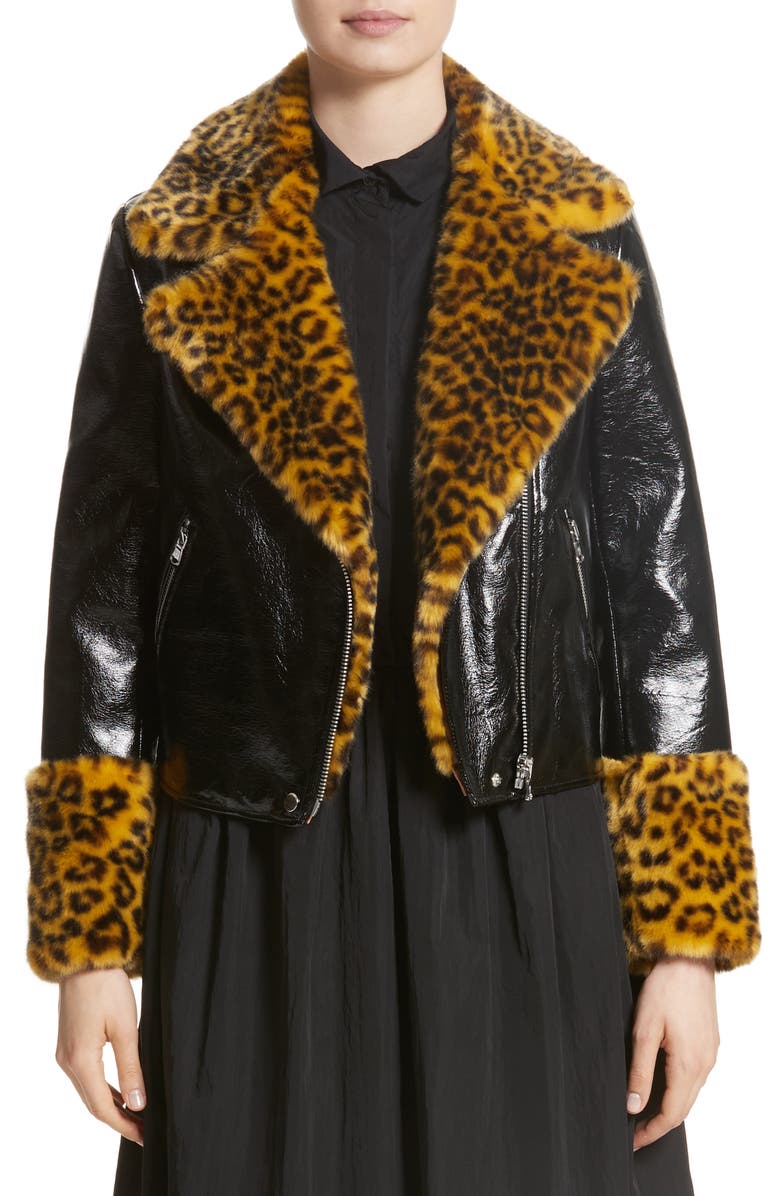 Shrimps Maisie Faux Leather Biker Jacket With Fur Trim Nordstrom Shrimps Maisie Faux Leather Biker Jacket With Fur Trim Main Color 001