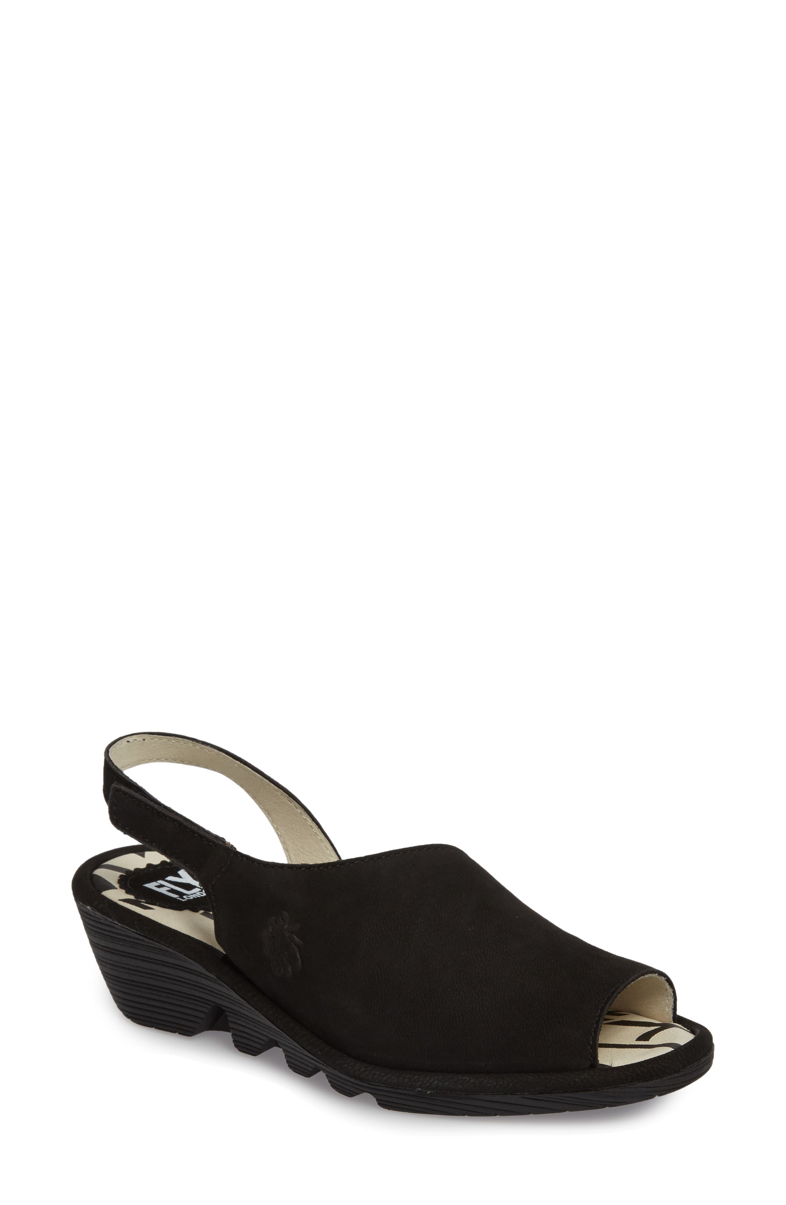 Fly London Palp Wedge Sandal - Black