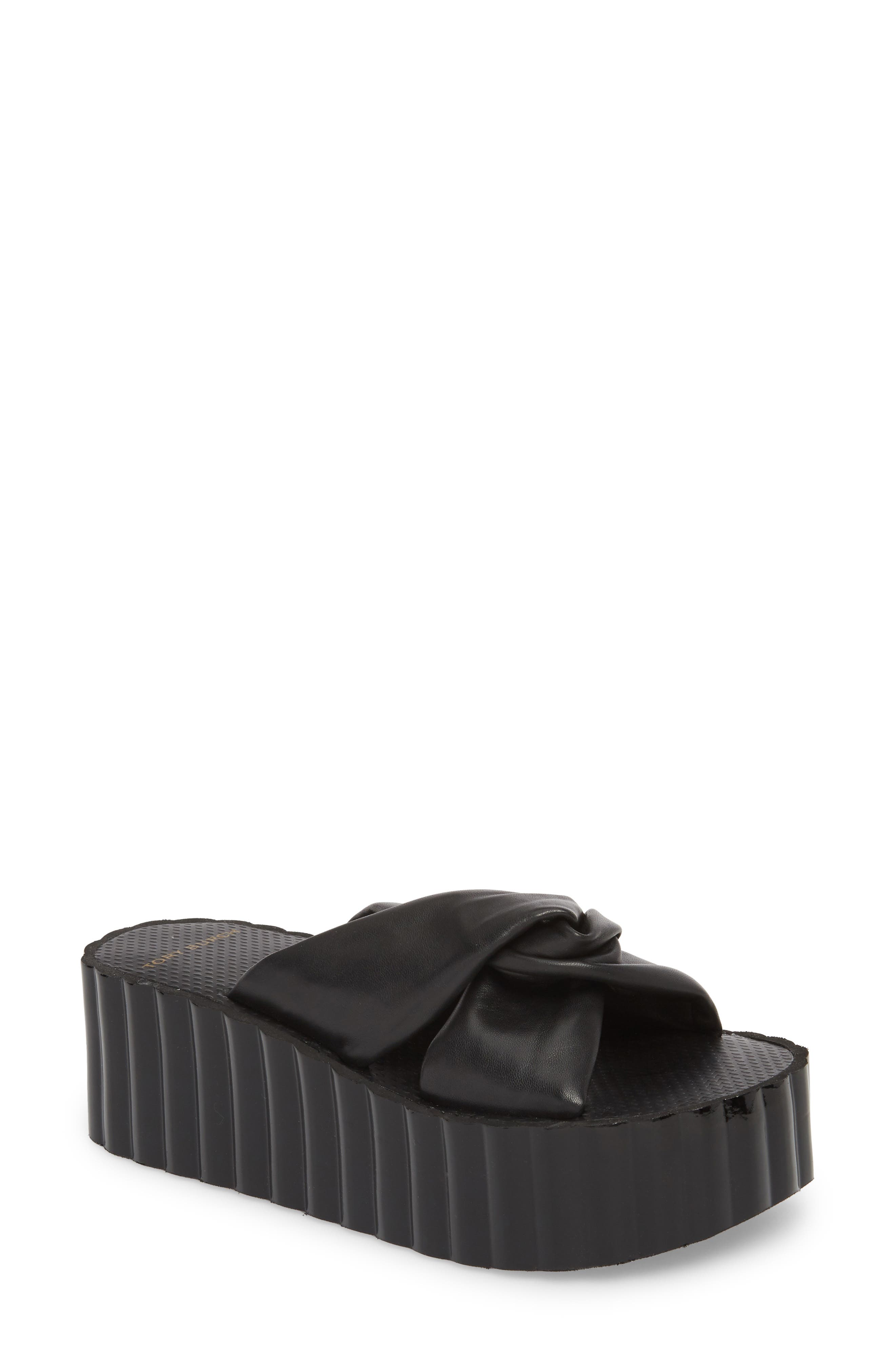 Tory Burch Scallop Platform Slide Sandal, Black