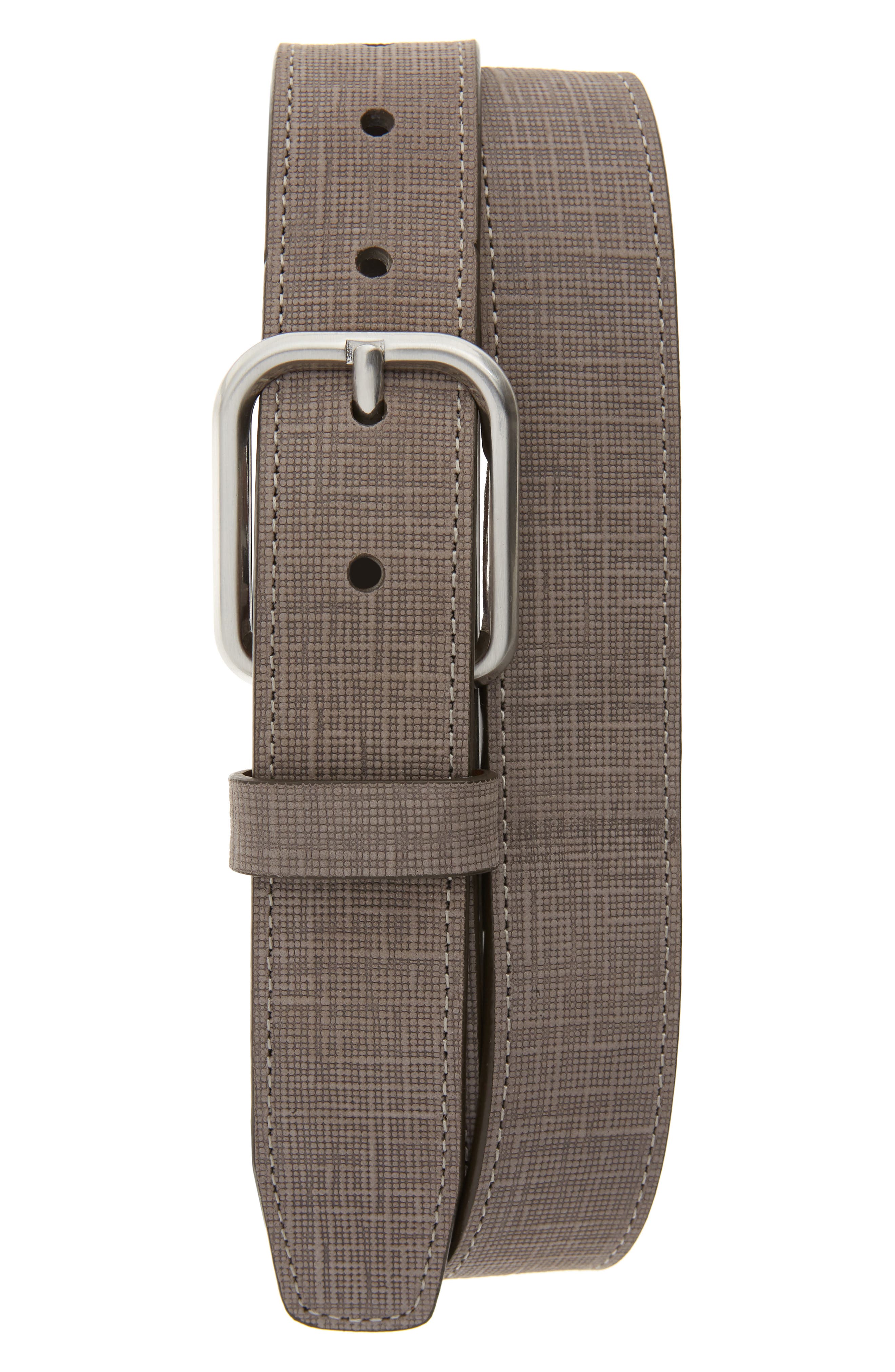 Johnston & Murphy Crosshatch Leather Belt, Gray