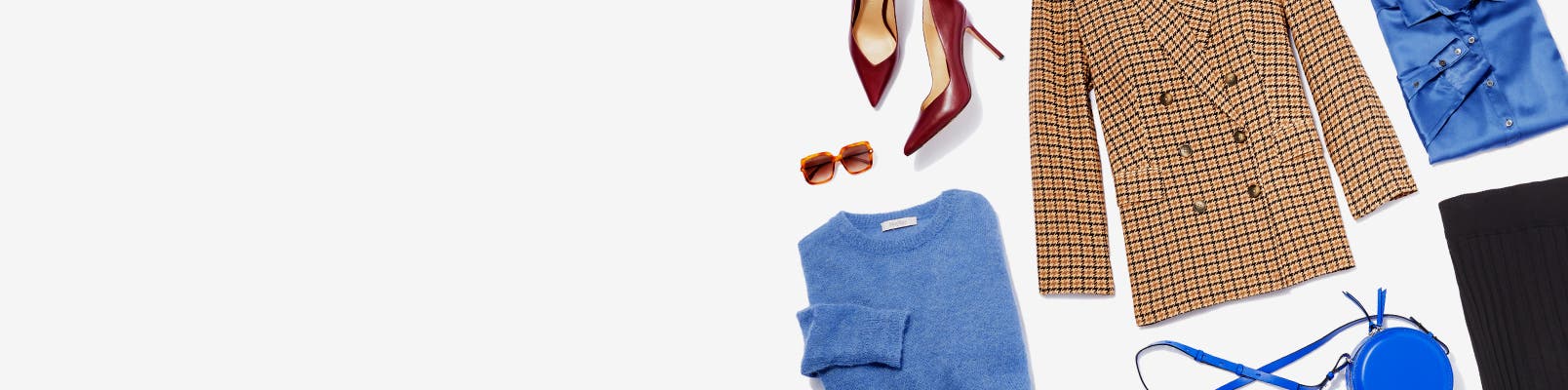 An assortment of clothing, shoes and accessories.