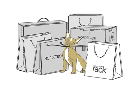 Stack of Nordstrom boxes and bags.