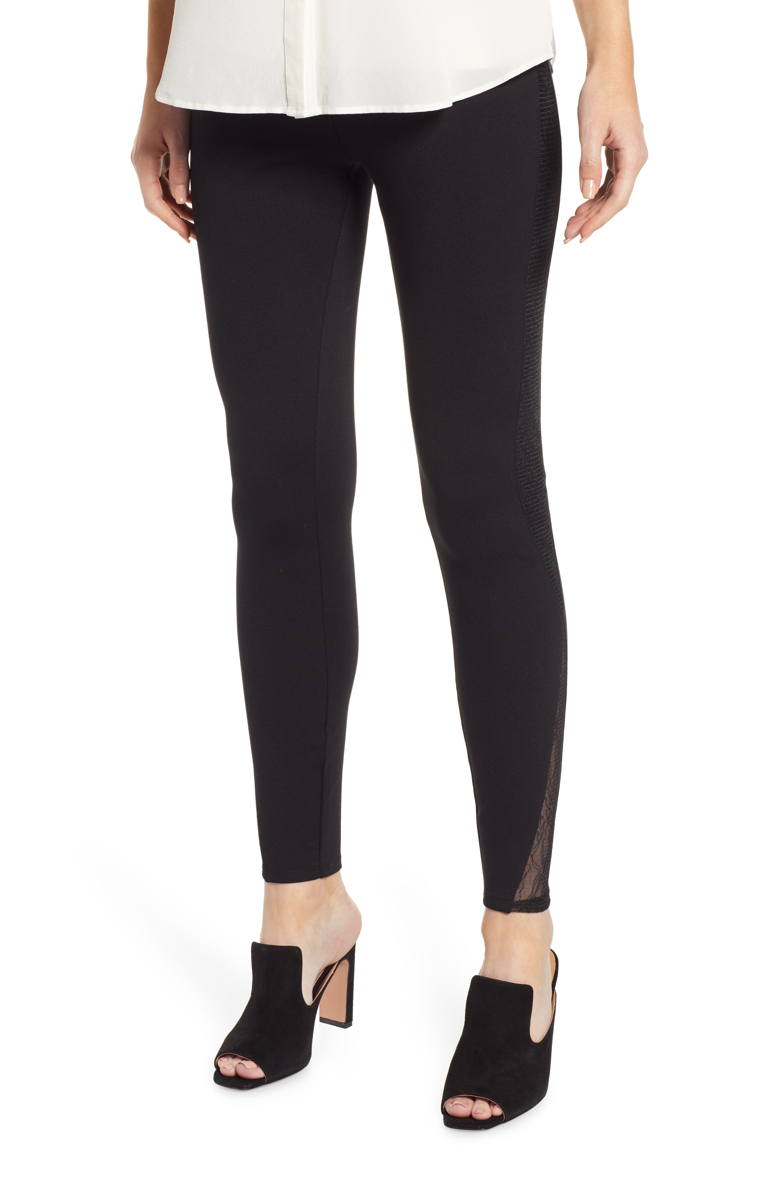 Lysse Eclipse High Waist Lace Panel Leggings, Black