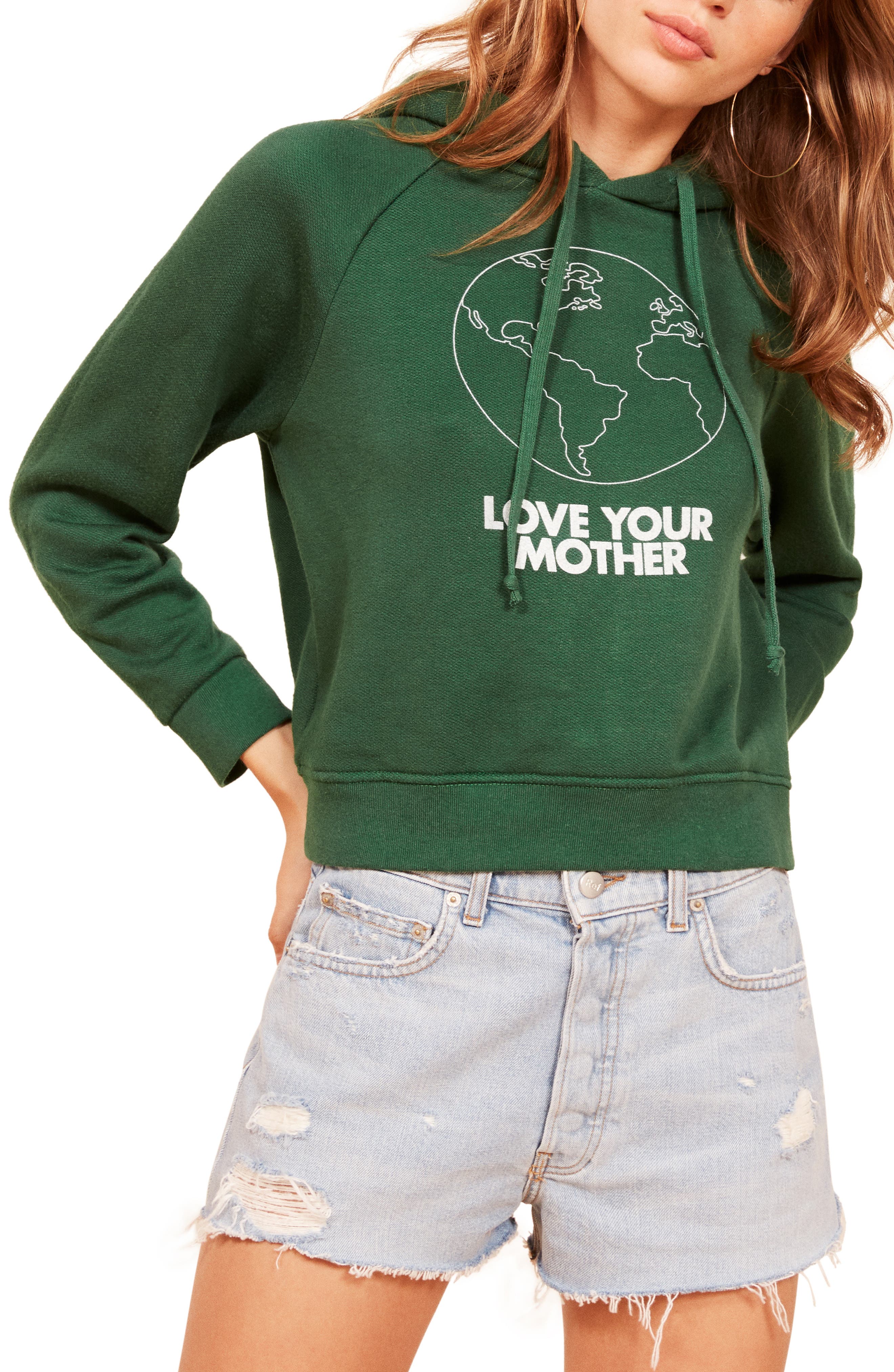Reformation Coronado Hooded Sweatshirt, Green
