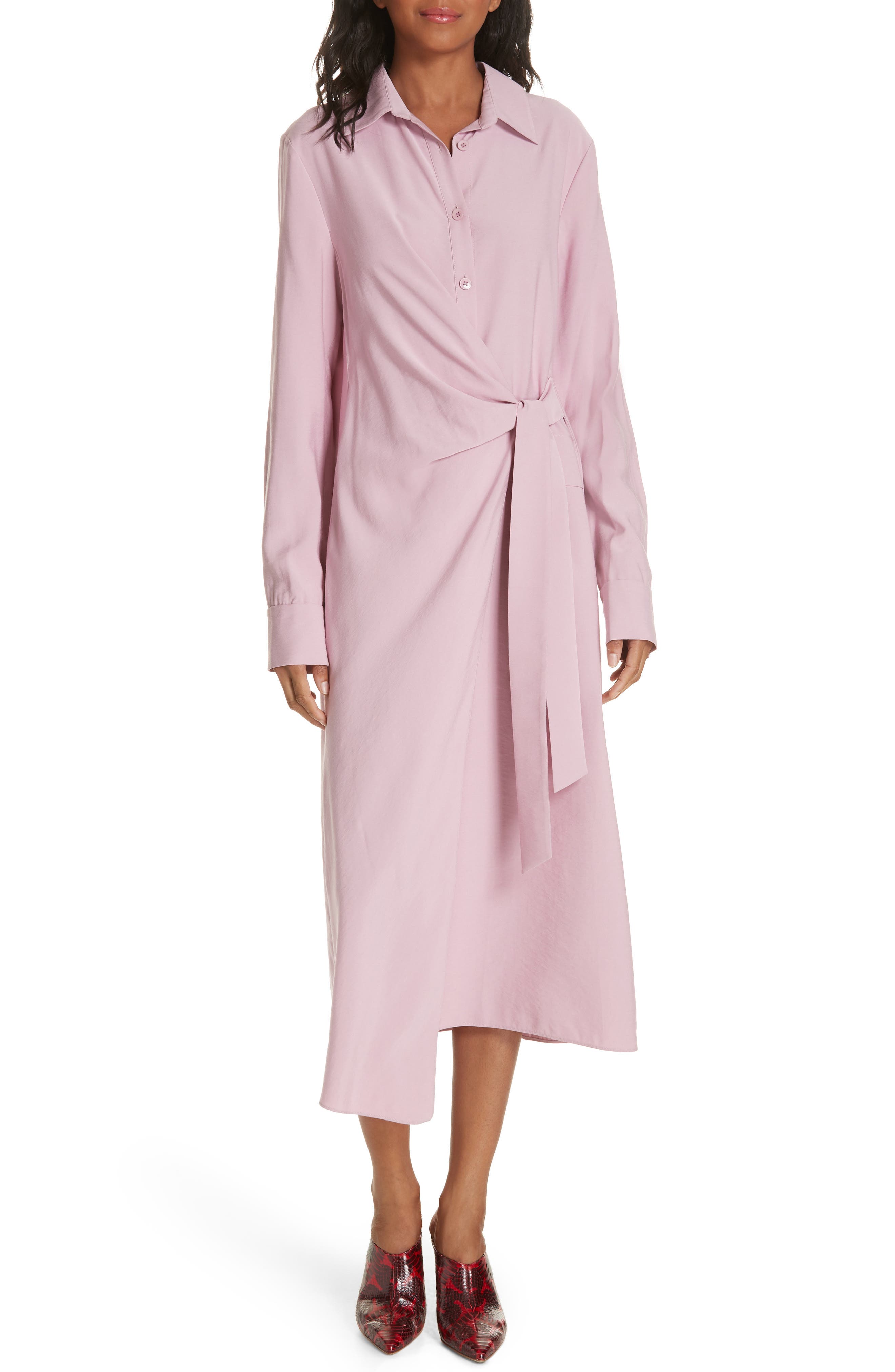 Tibi Twill Shirtdress, Pink