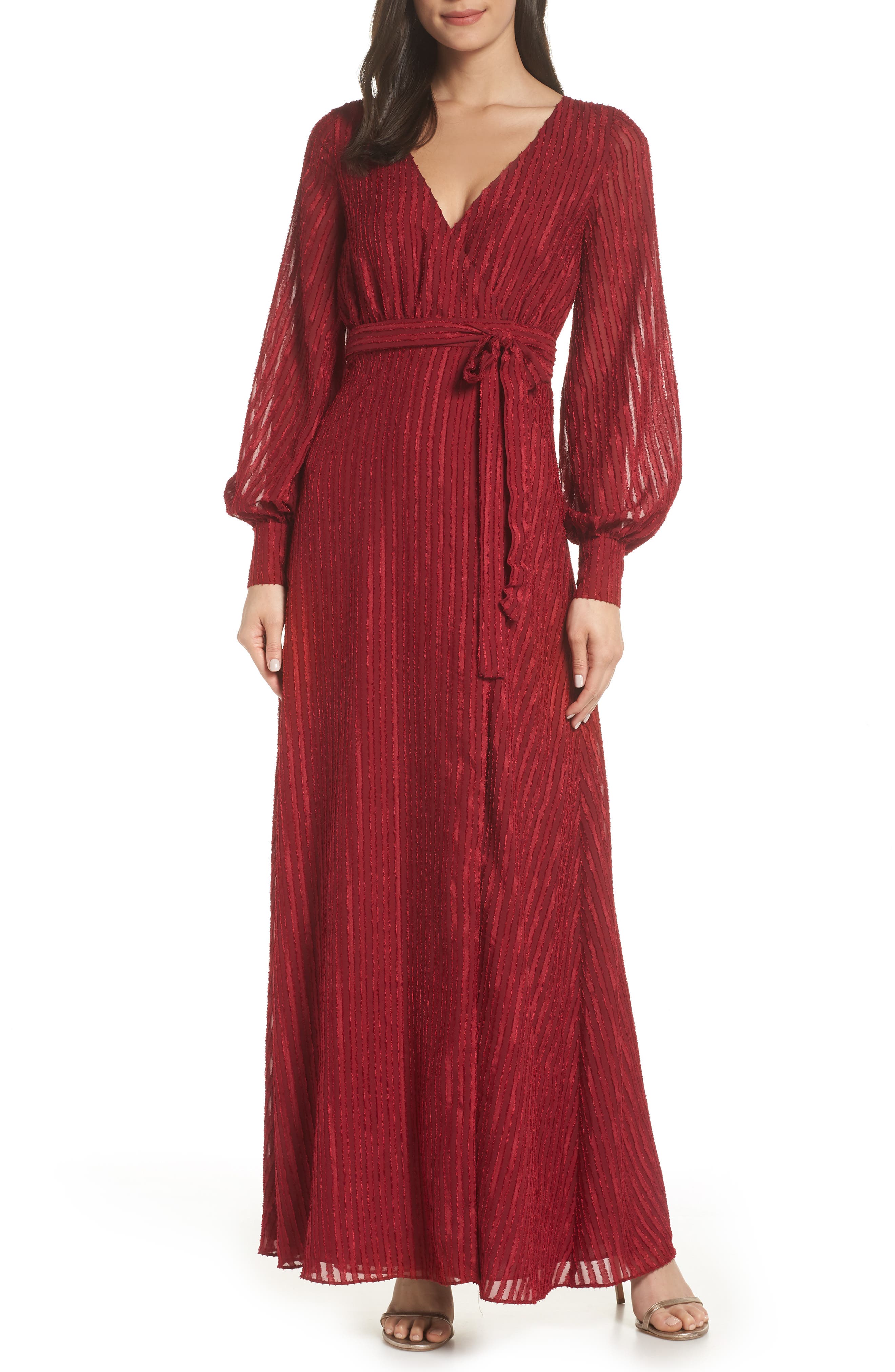 Fame And Partners The Rachel Wrap Gown, Burgundy