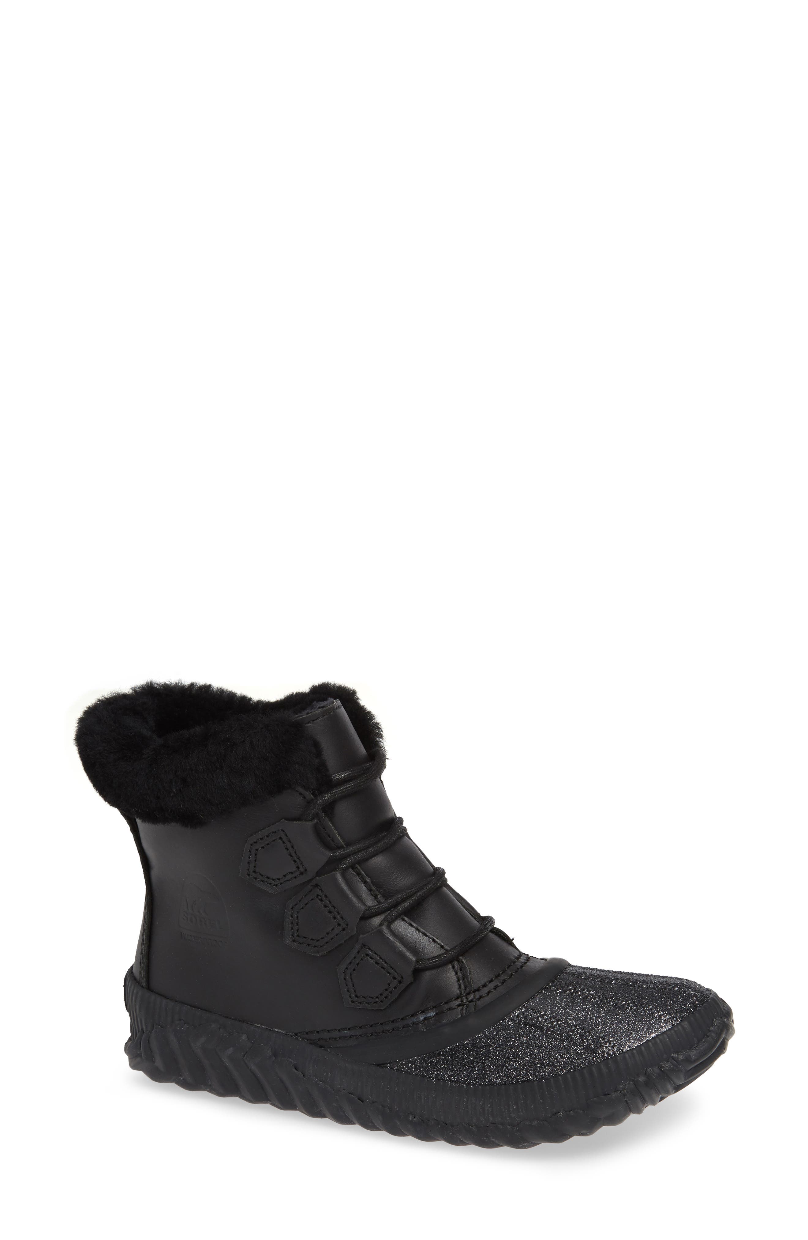 Sorel Out N About Plus Lux Waterproof Boot With Genuine Shearling Trim, Black
