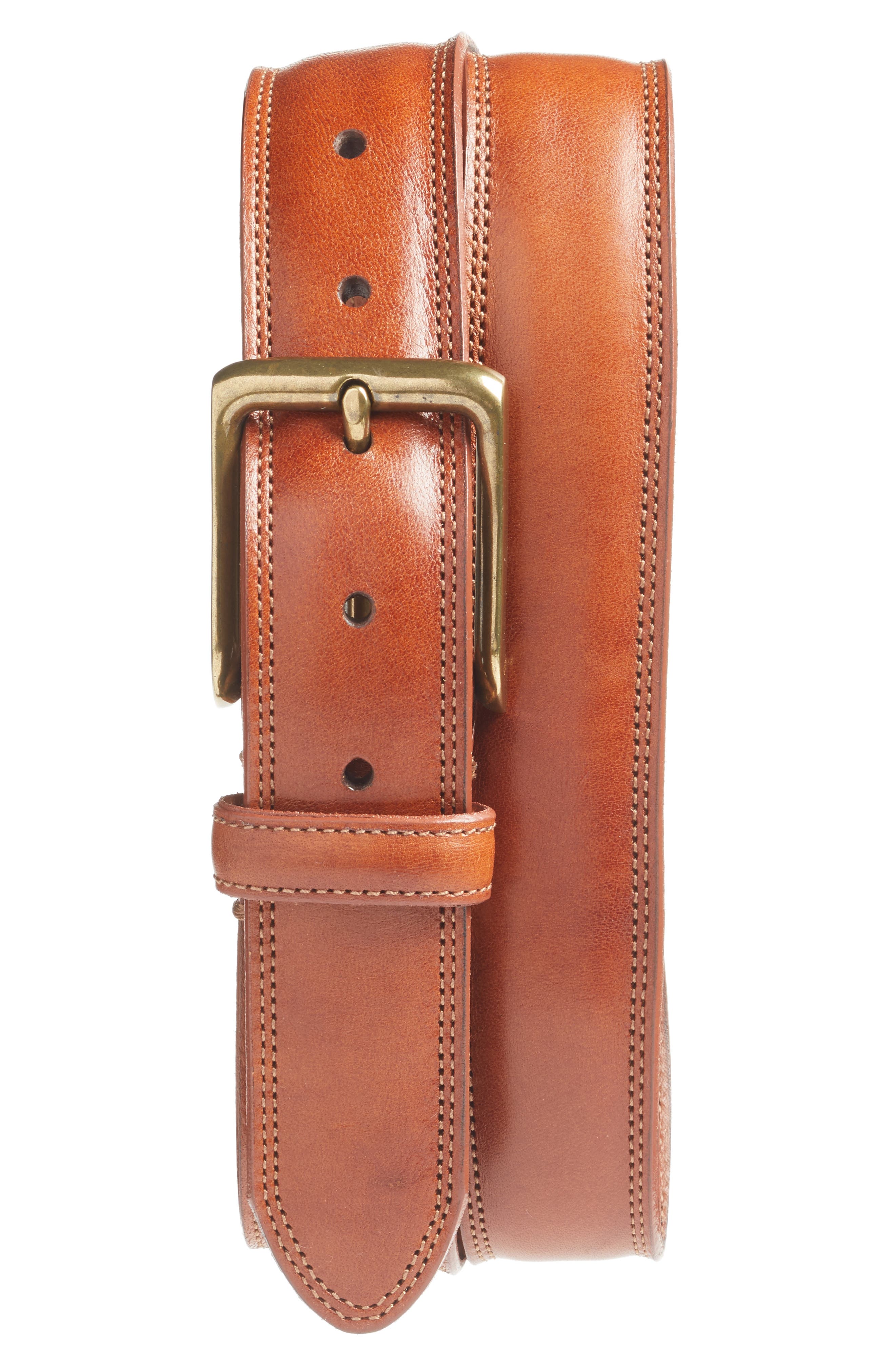 Bosca The Jefferson Leather Belt, Amber