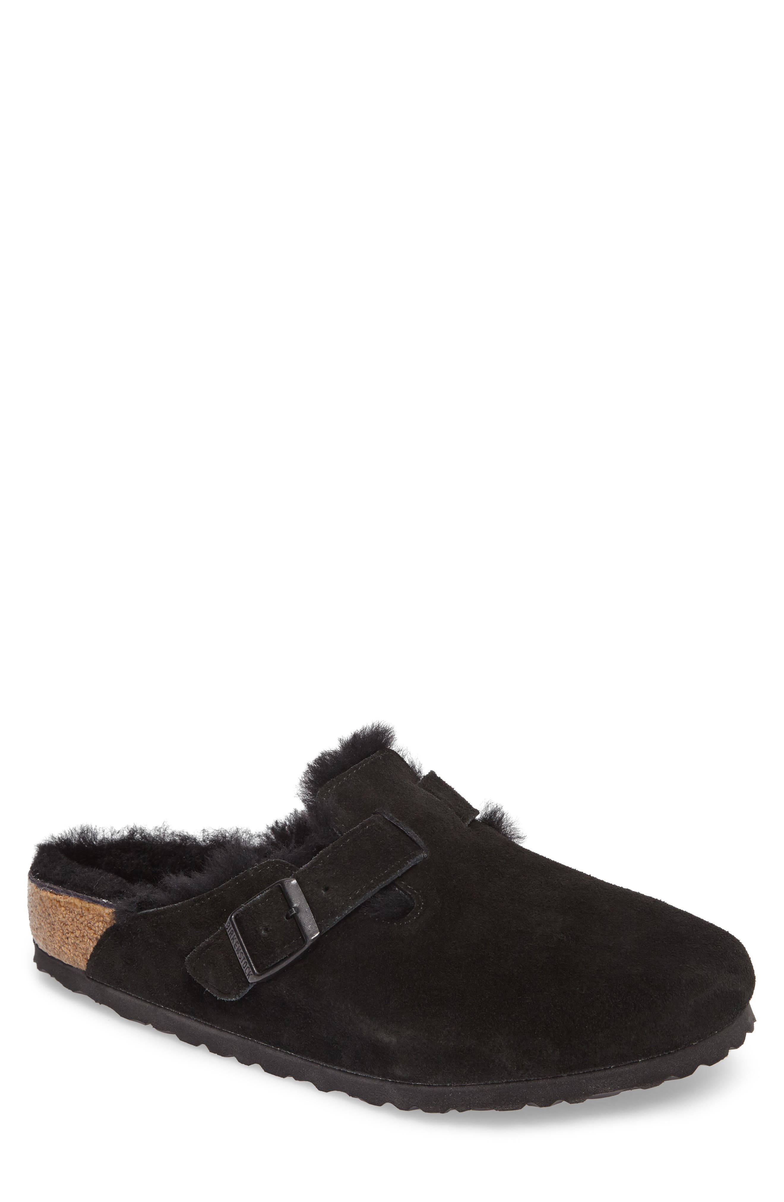 Birkenstock Boston Slip-On With Genuine Shearling Lining, Black